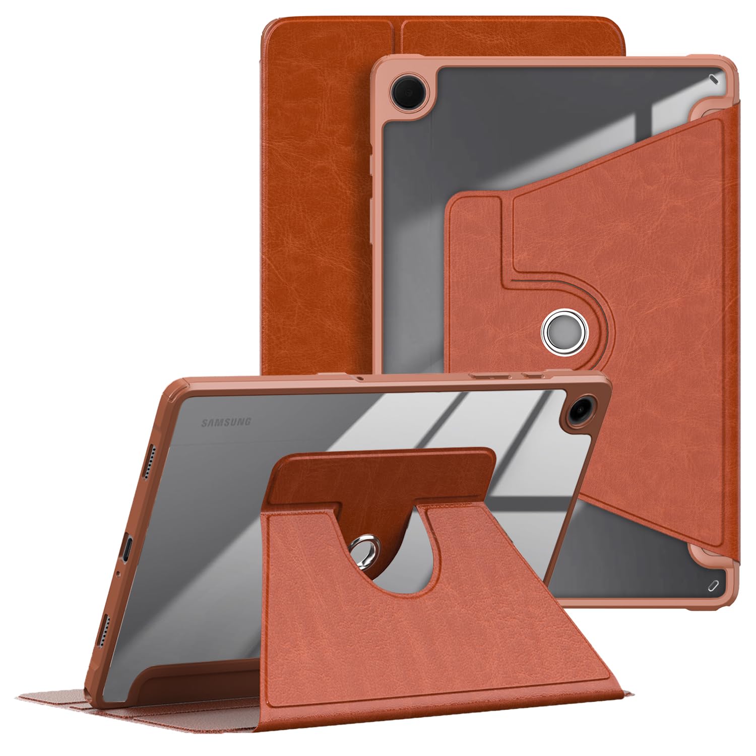 Yiernuo Case for Samsung Galaxy Tab A9 Plus/Galaxy Tab A9 + 11 Inch 2023 Tablet,360° Rotating Transparent Back Shell Protective Case with Auto Wake/