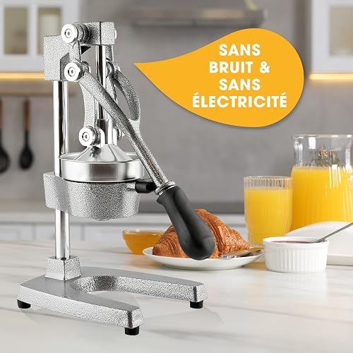 Lumaland Spremiagrumi in Acciaio Inox, di Alta qualità, Molto Silenzioso, Utilizzabile manualmente, Elegante spremiagrumi, esente da Manutenzione e Potente per Molto più succhi di Frutta, Basta - 8