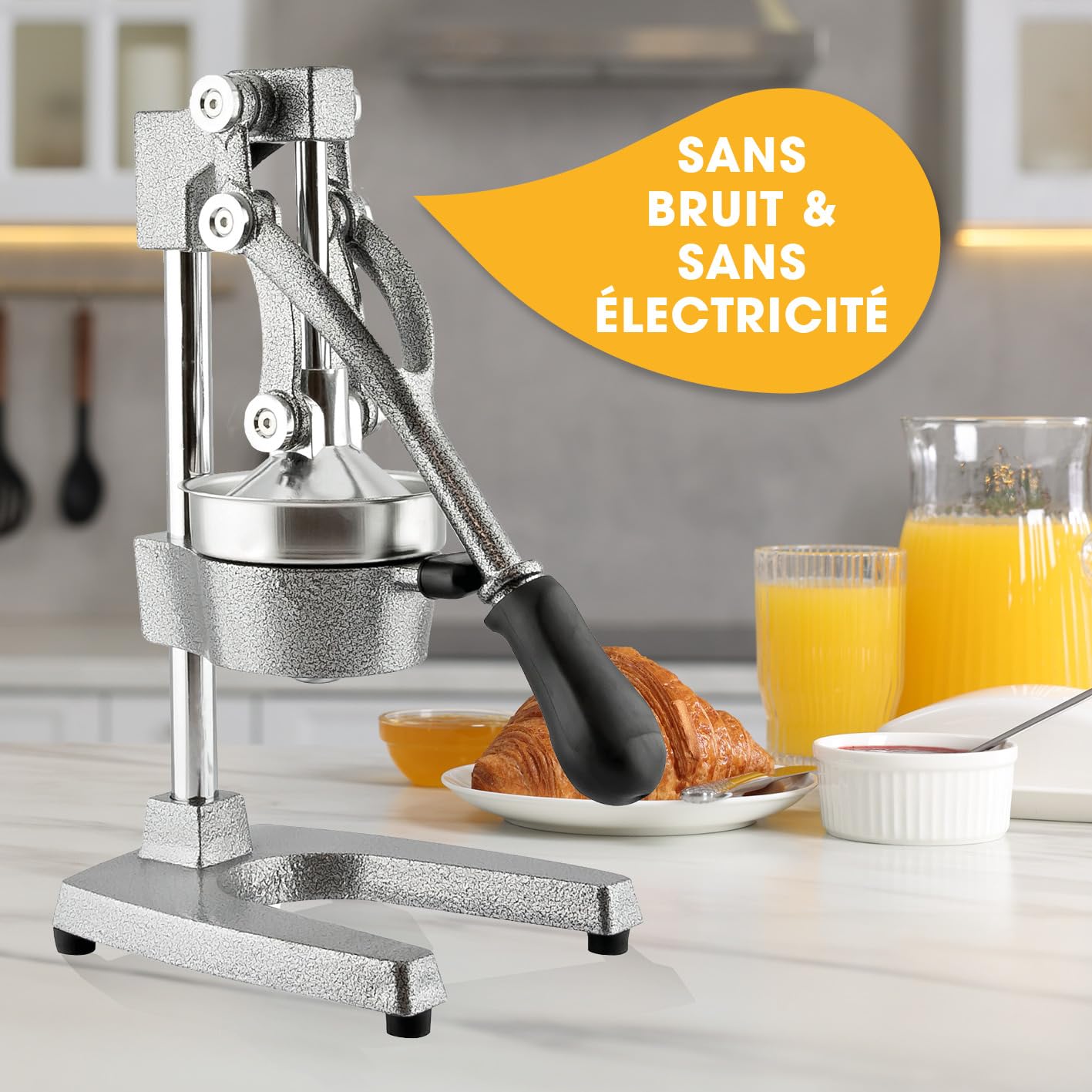 Lumaland presse-agrumes en acier inoxydable | Presse Agrumes manuel de haute qualité, très silencieux | Puissant pour beaucoup plus de jus | Alimentaire Broyeur Jus| Orange Limon Citron Pommes Grenade