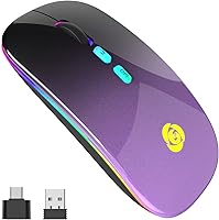 Vista 11 de CC Store Mouse inalámbrico LED, mouse Bluetooth y conexión instantánea de 2.4GHz, recargable ultra silencioso y delgado, 3 niveles de DPI, 2 modos