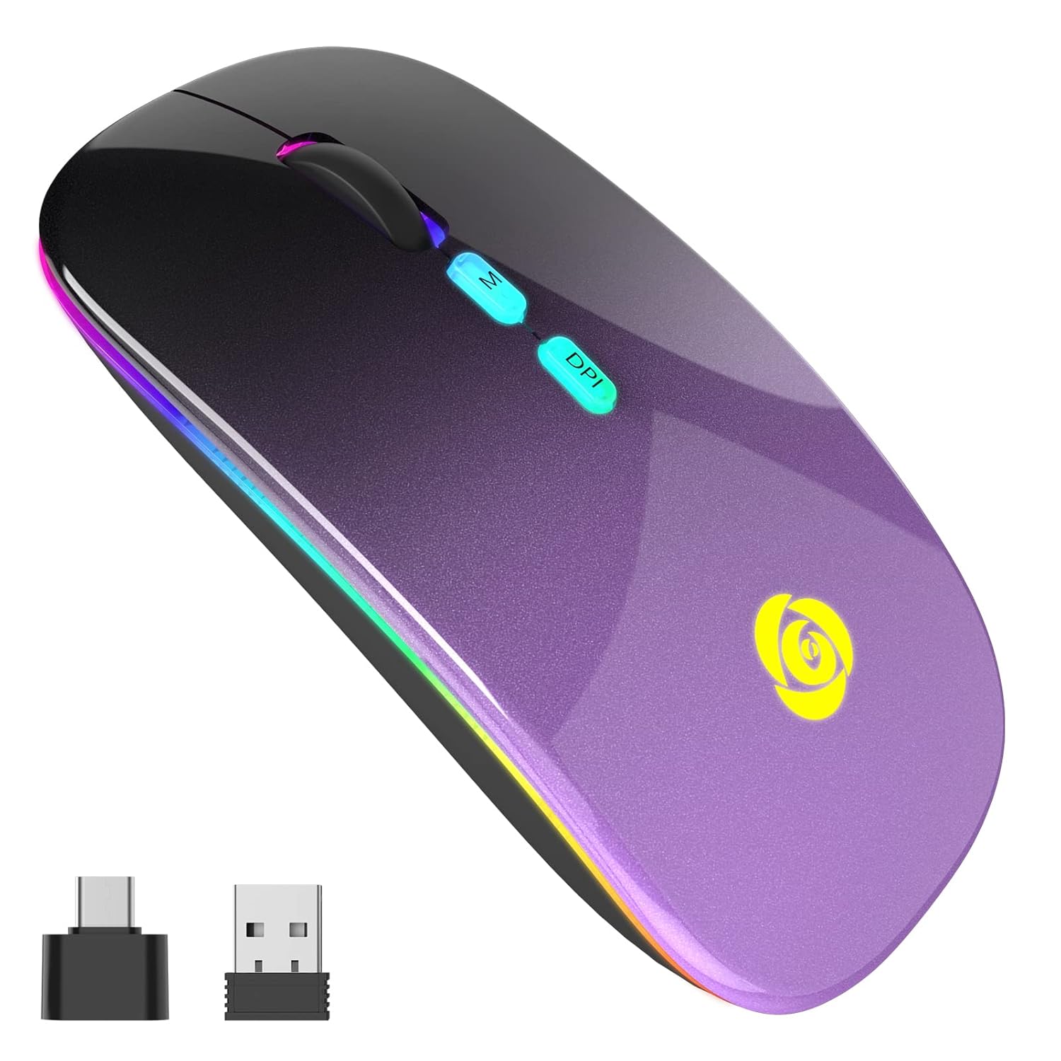 LED Wireless Mouse Bluetooth Mouse 2 4GHz Instant Connection Rechargeable Ultra Silent Slim 3 DPI 2 Connection Modes