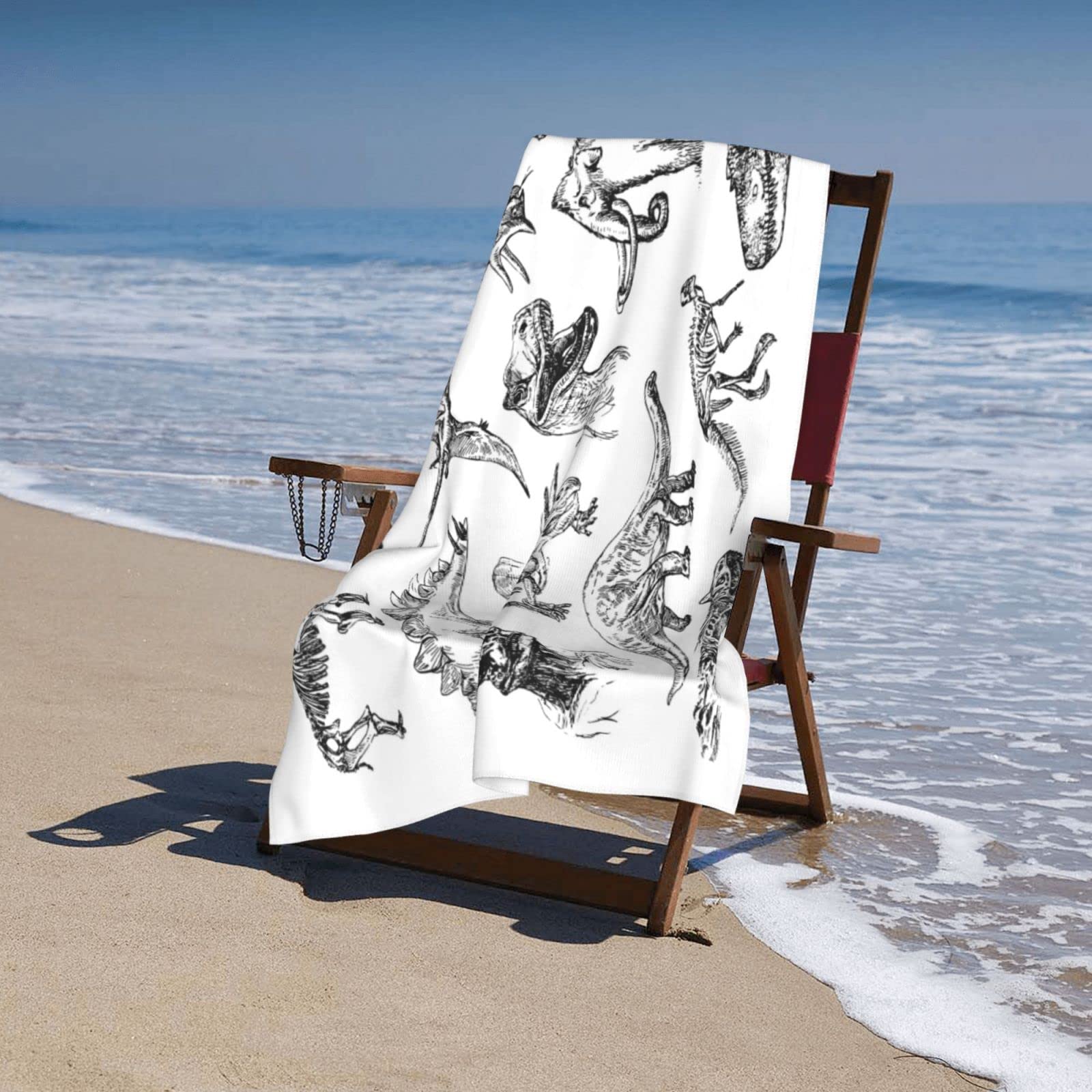 Dinosaur Large Beach Towel For Kids - Oversized 32x52 Inch Microfiber Quick-Dry Towel For Pool, Bath, Travel - View #10