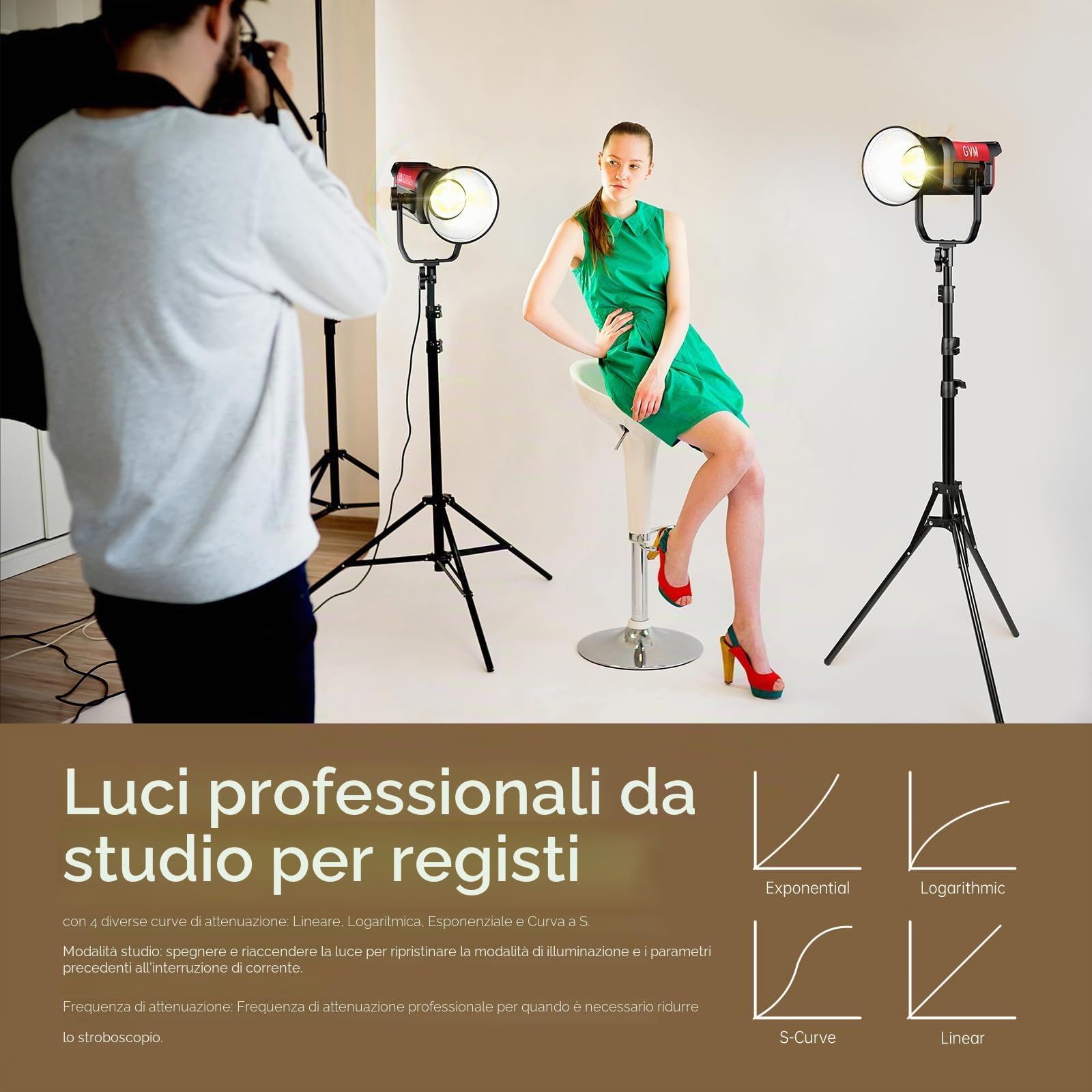 GVM Fotografia Illuminazione 300W Bi-Color Studio Luci con 45 ° Riflettore Standard 65700Lux@1m CCT 2700~6800K 12 Scene di Illuminazione Controllo App Luce Video LED