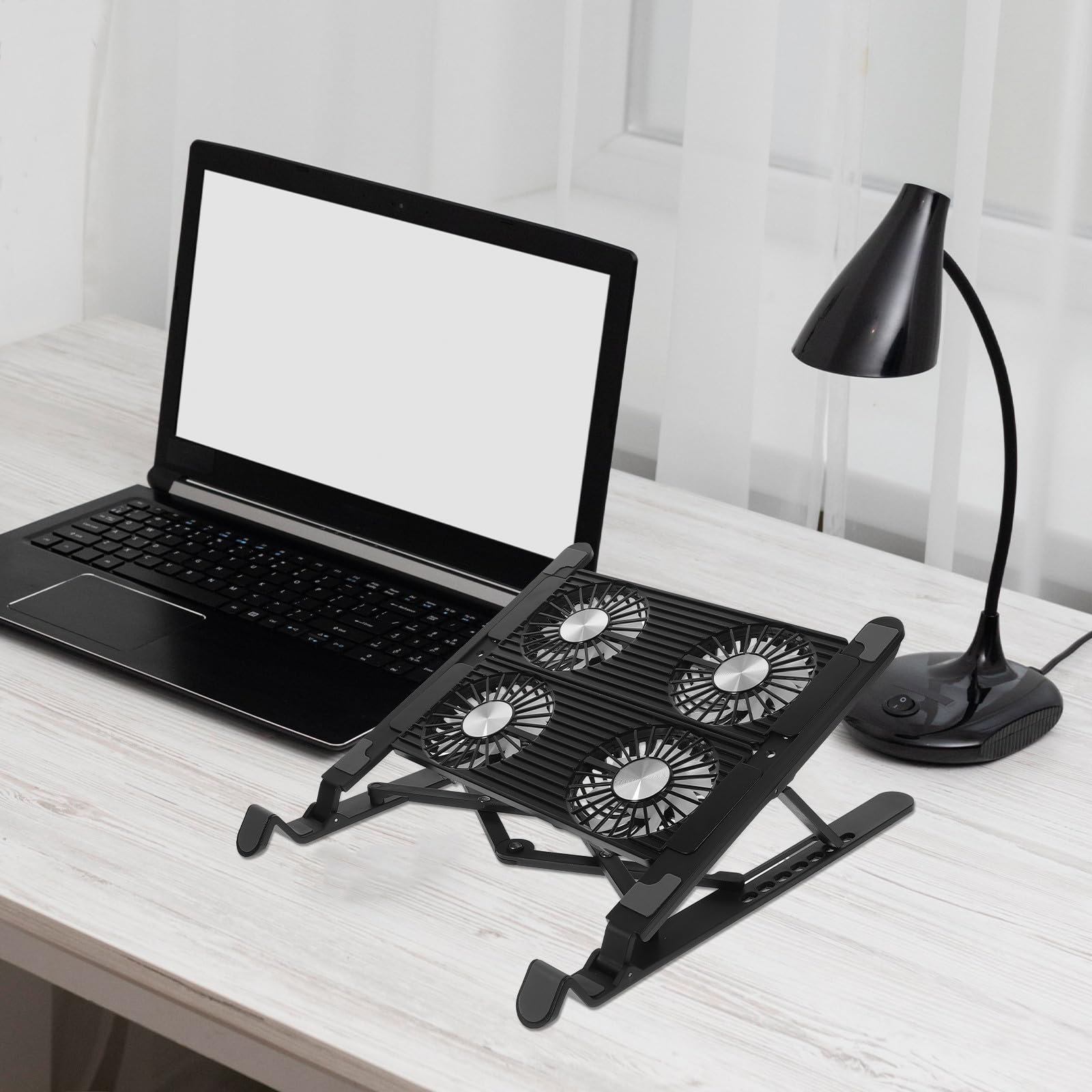 Supporto per Laptop Ventola, Angolo Regolabile, Usb, Nero