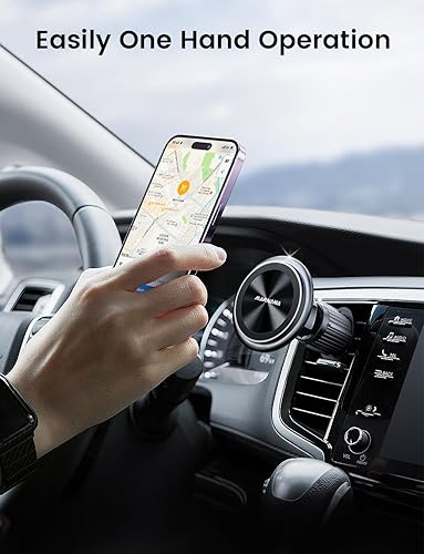 Miniatura 5 de Soporte de teléfono Magsafe, magnético universal de absorción de impactos (6 resortes integrados), soporte de automóvil con clip de metal, soporte