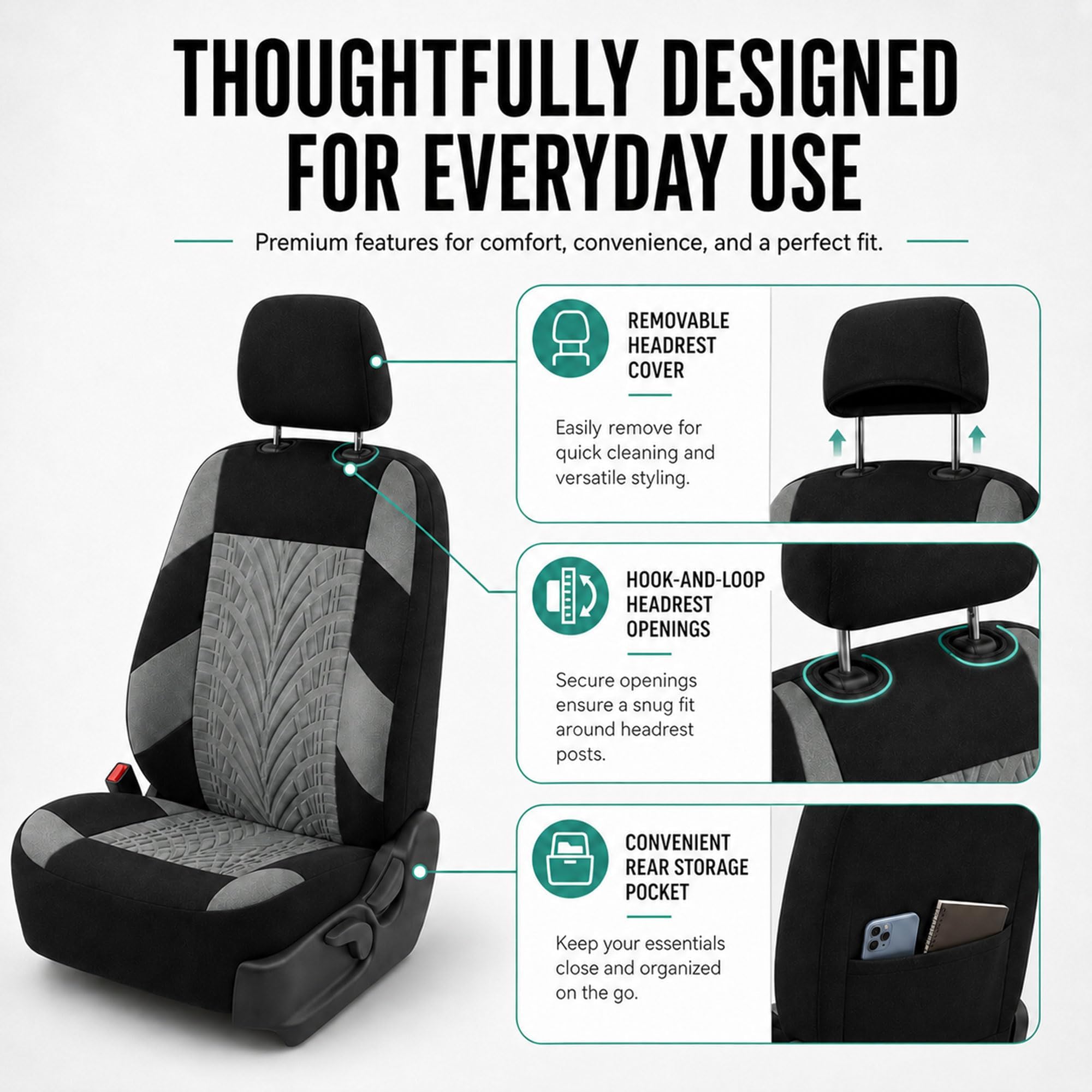 9 Piezas Fundas de Asiento de Coche Juego Completo para Skoda Elroq Mk1 2024-2026, Protector de Asiento Transpirable Airbag Compatible Dividido, Gray