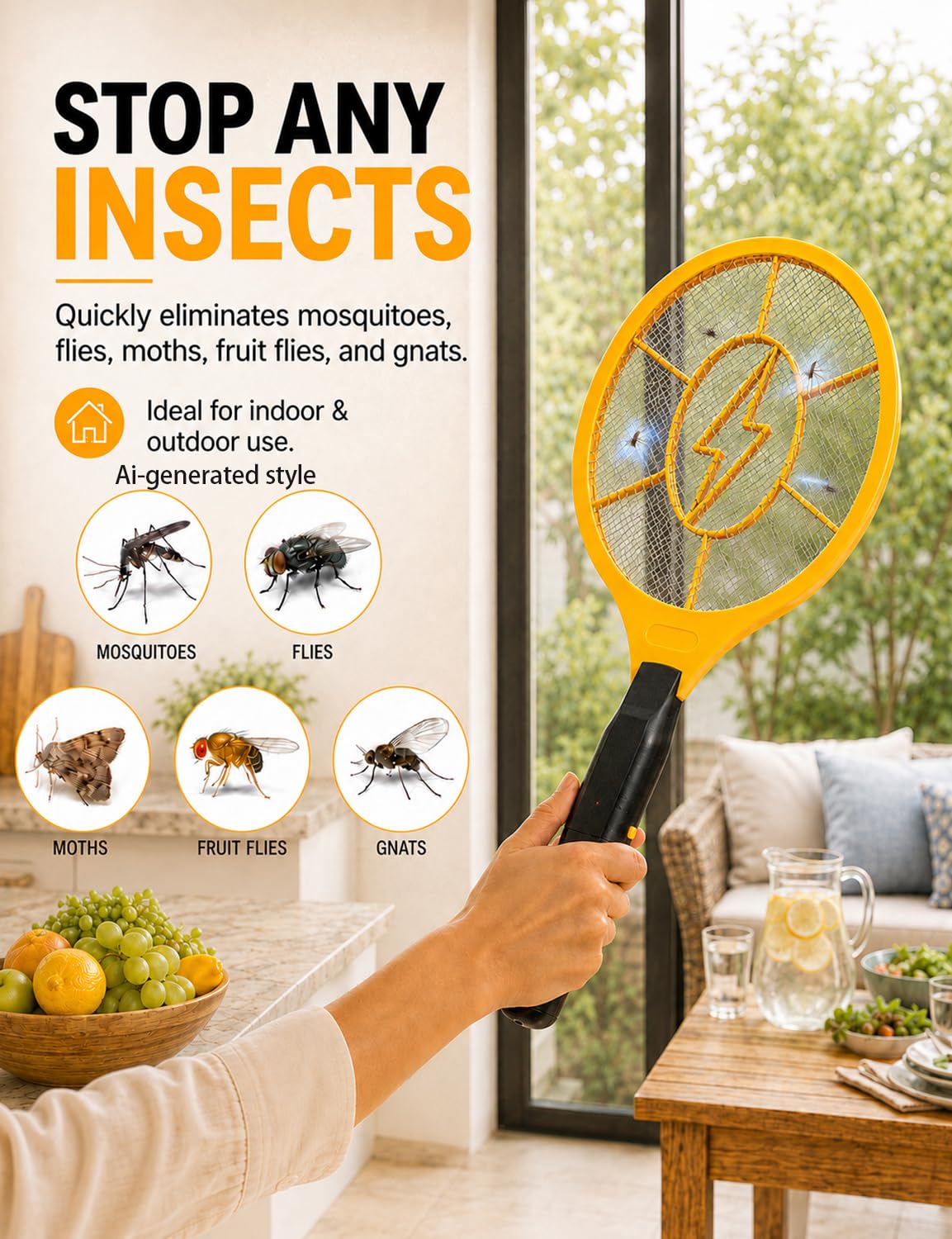 Electric Fly Swatter 2 Pack - Handheld Bug Zapper -5