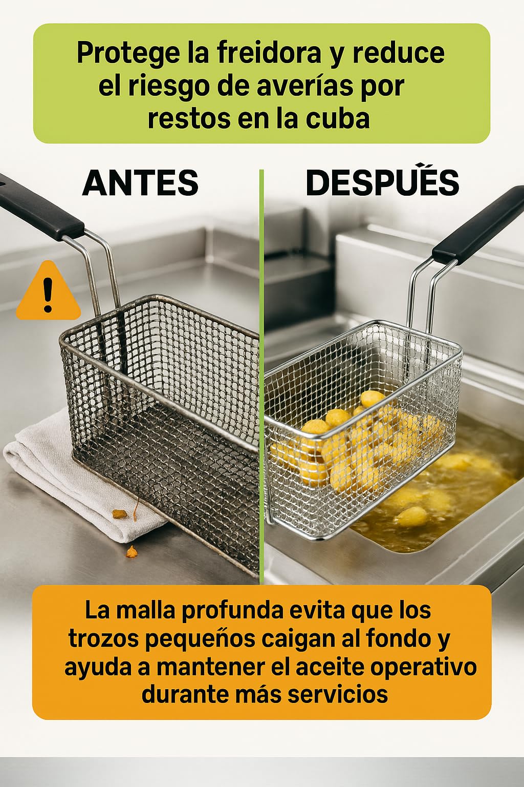 CubetasGastronorm ® cesta freidora 160x330x120 mm acero cromado recambio compatible con Zanussi modelos HFR 410 412 HFR 810 para freidora gas cocina profesional bar restaurante y hoteleria extra
