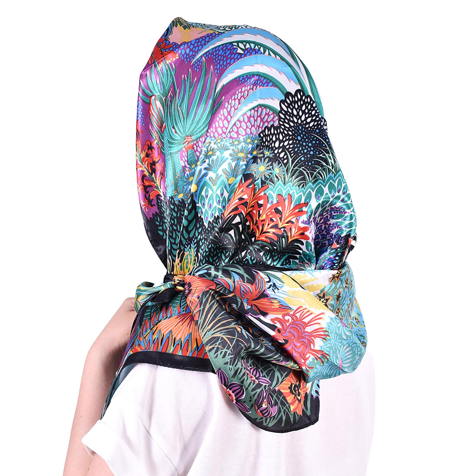 Satin Head Scarf for Women, Silk-Like Square Hair Wrap for Sleeping, Non-Slip Twill Bandana & Neck Scarf