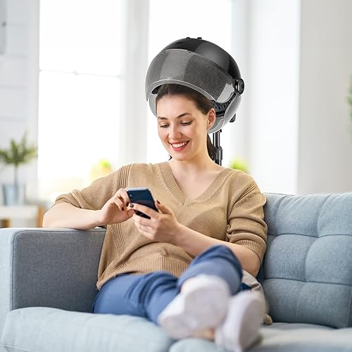 Miniatura 5 de Secadores de pelo con capucha, secador de pelo vertical con capucha sobre ruedas, los secadores de pelo tienen controles táctiles y tres