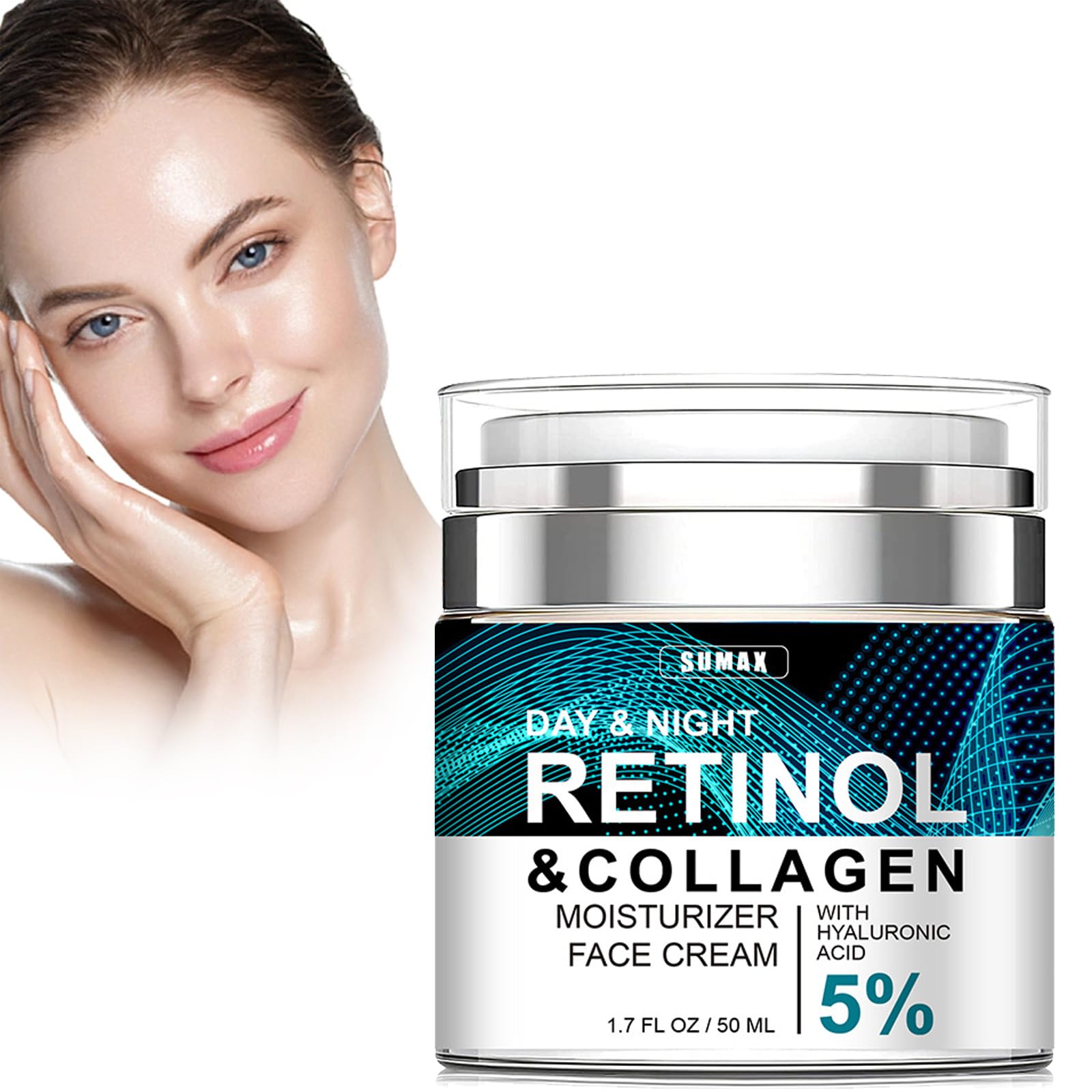 Crema de Retinol para Rostro, Hidratante Facial con Retinol, Retinol Cream Anti-aging Moisturizer, Crema Antiedad de Día y Noche, Crema Antienvejecimiento Día y Noche para Mujeres y Hombres