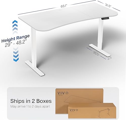 Vista 453 de VIVO DESK-KIT-1W6G - Escritorio eléctrico de pie de 60 x 24 pulgadas, ajuste de altura de memoria, serie 1B, parte superior de nogal oscuro de una