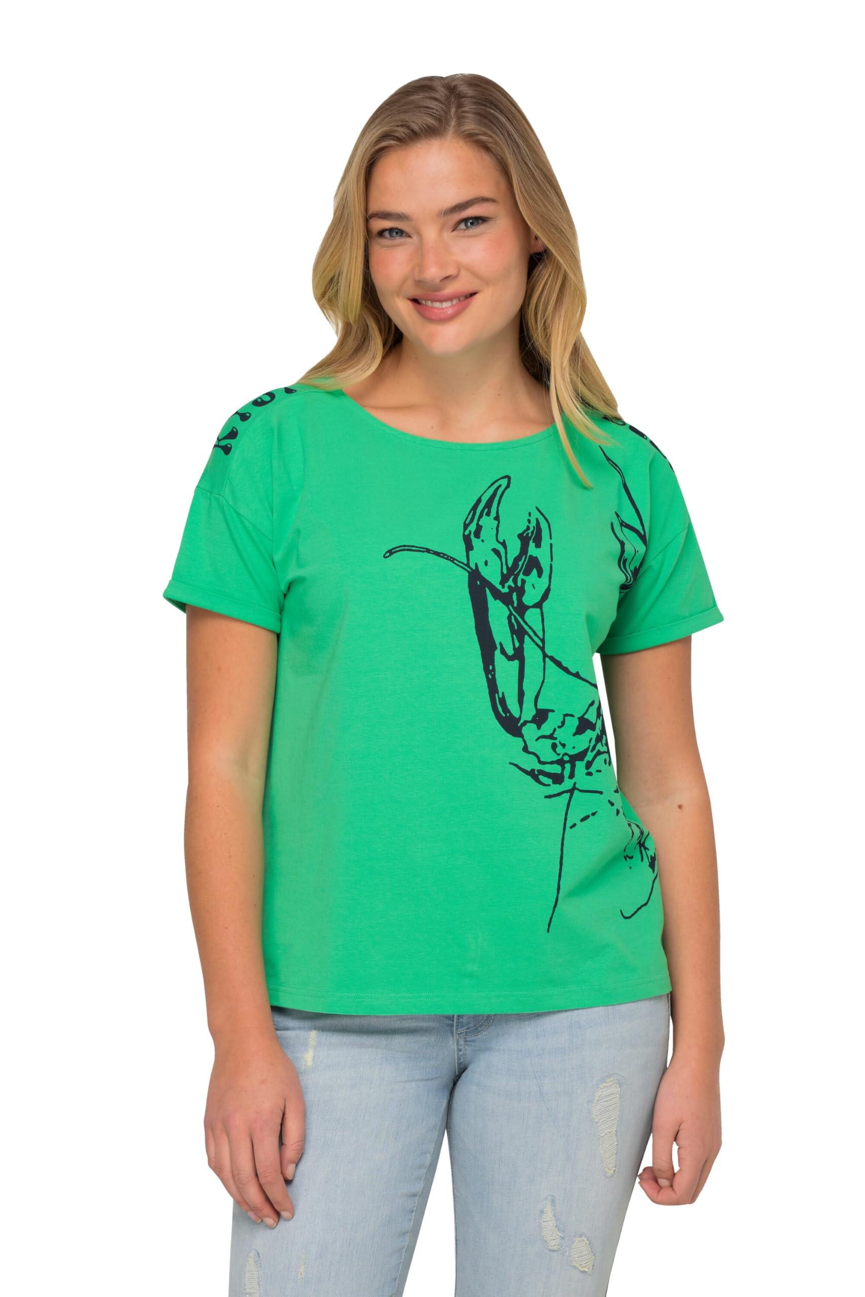 Laurasøn T-Shirt, Langusten-Print, U-Boot-Ausschnitt, Halbarm, Oeko-TEX 827320