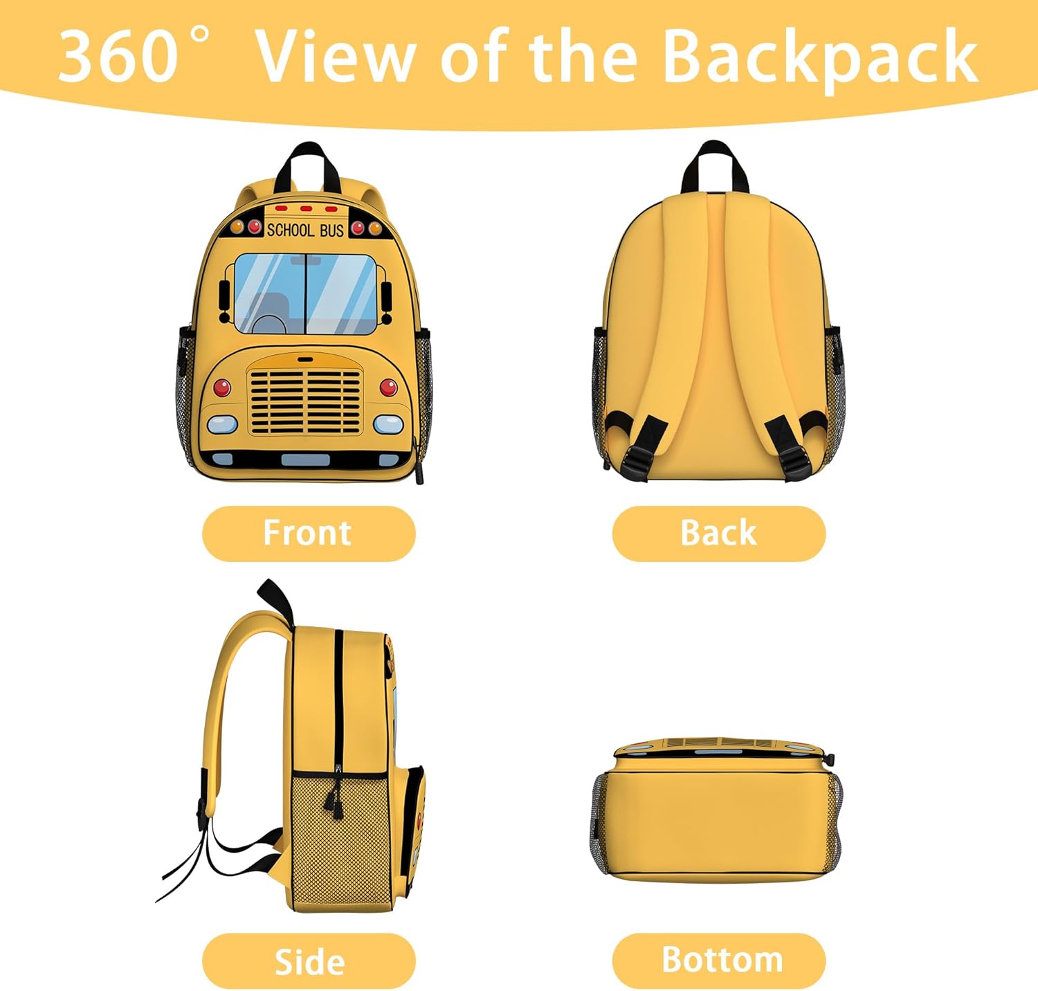School Bus Toddler Backpack for Little Kids Water Resistance Kindergarten Preschool Bags Children Schoolbag Cute 3D Cartoon Backpacks Gifts for baby Boys Girls - Image 7