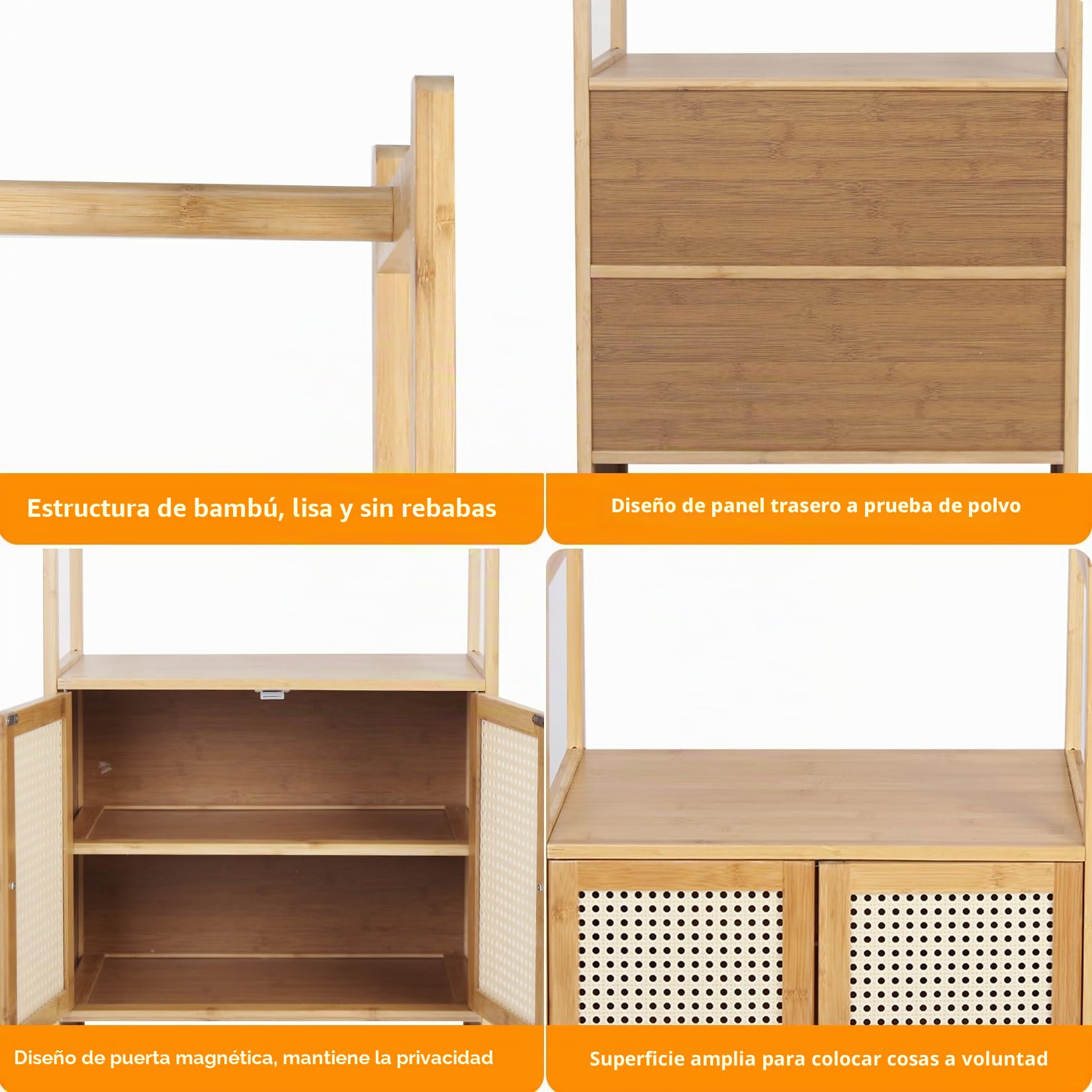 unho Perchero Burro de Bambú de Pie para Colgar Ropa con Armario Cerrado Almacenamiento para Dormitorio Entrada Recibidor pasillo, 52 x 31,5 x 168 cm