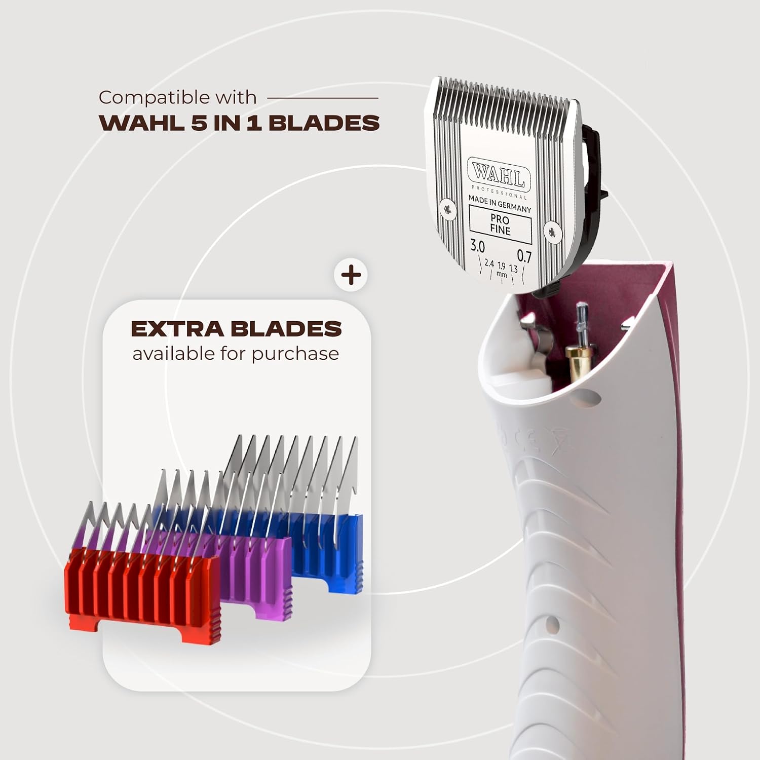 Stainless Steel 5-in-1 Guide Comb Set for Pet Clippers – Compatible with Wahl & Most 5-in-1 Blade Systems, Durable Metal Attachment Combs for Dogs & Cats (8-Piece Set, Not for A5 Models)