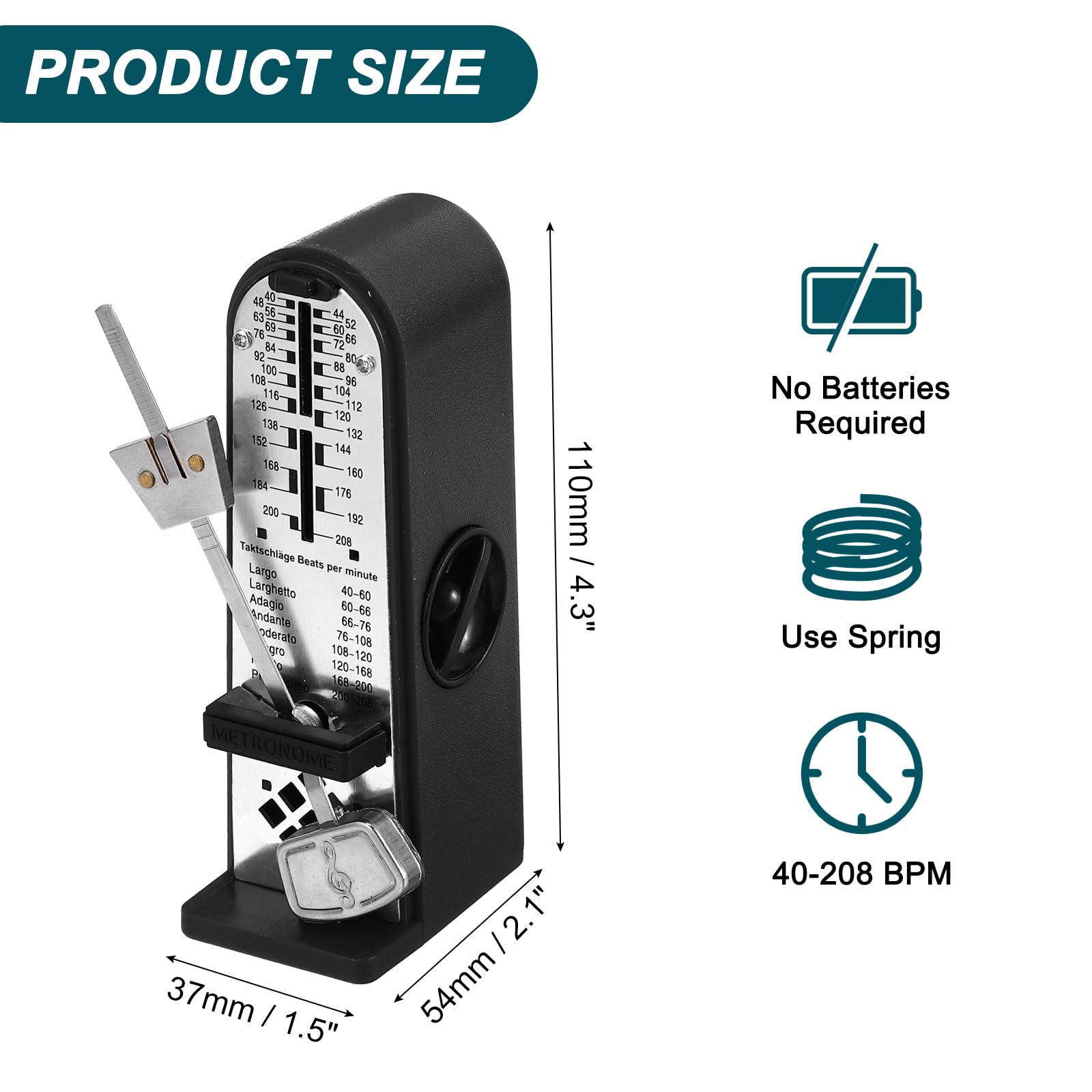 QUARKZMAN Mini Mechanical Metronome, High Precision