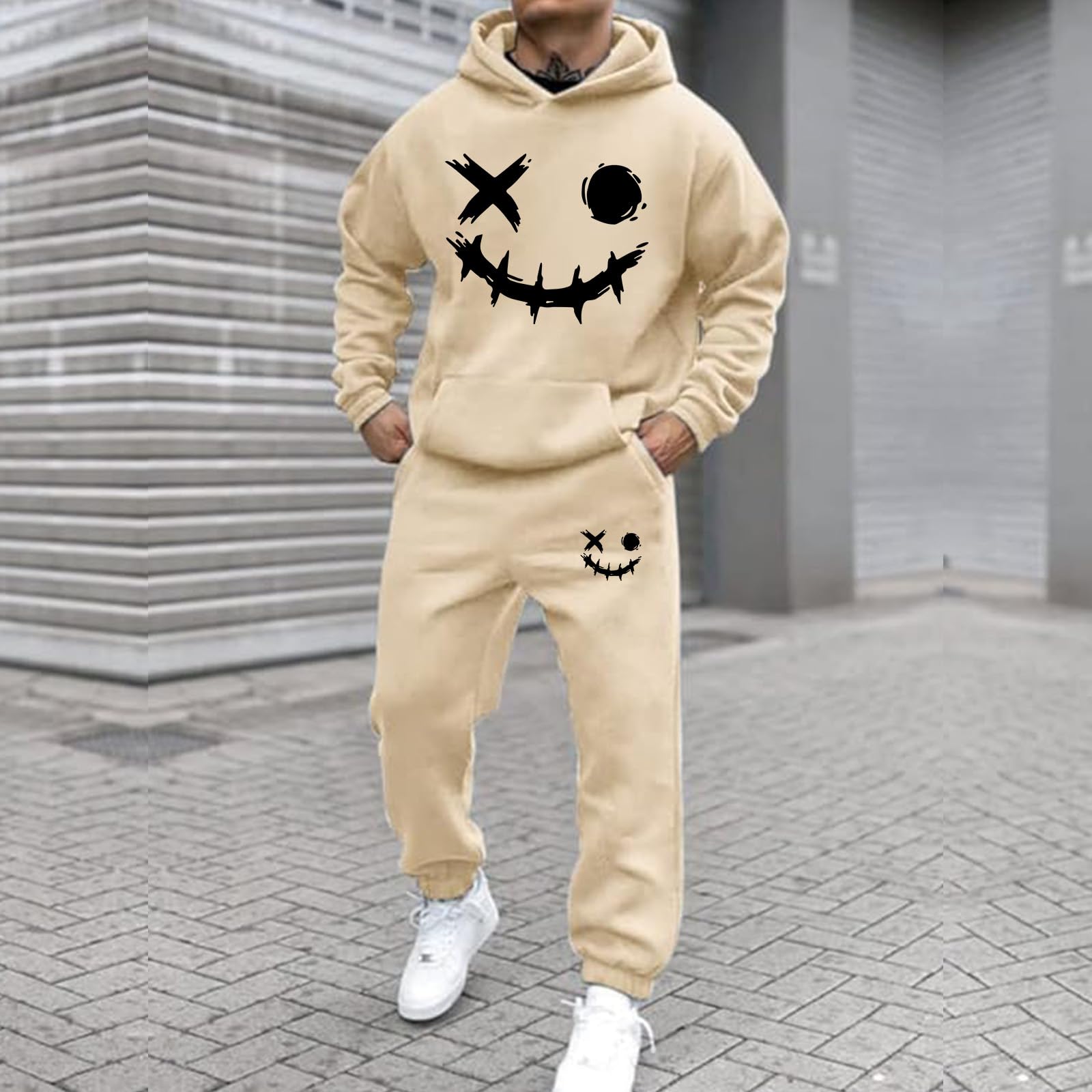 Trainingsanzug Set Herren Damen Horror Tracksuit 2 Teilig Y2k Hoodie und Sporthose Baggy Jogginganzug 2026 Hip Hop Streetwear Sport Freizeitanzug Atmungsaktiv Hausanzug Geschenk Papa Freund