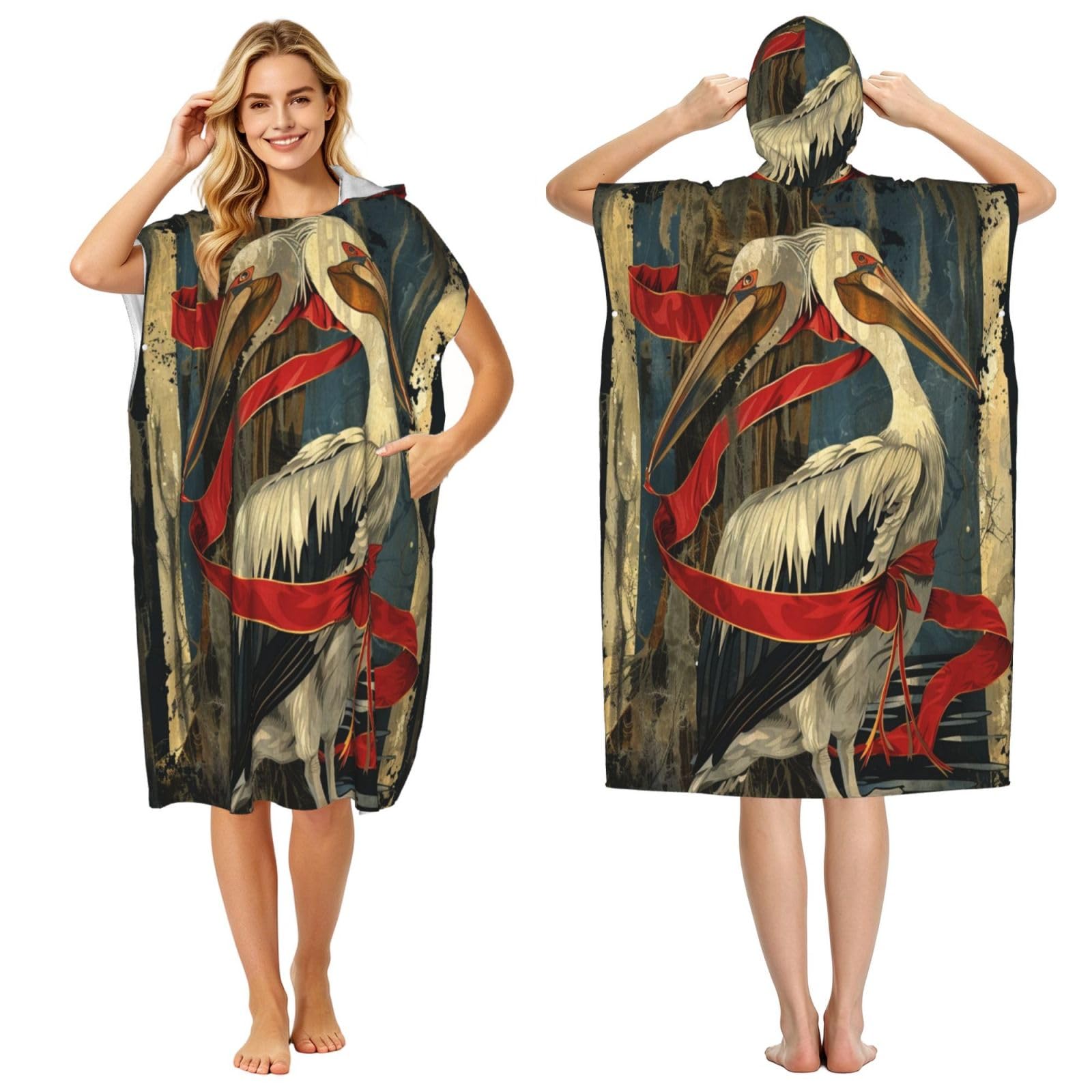 KLGRTJHK Louisiana Adult Hooded Beach Poncho Towel 43"X35"