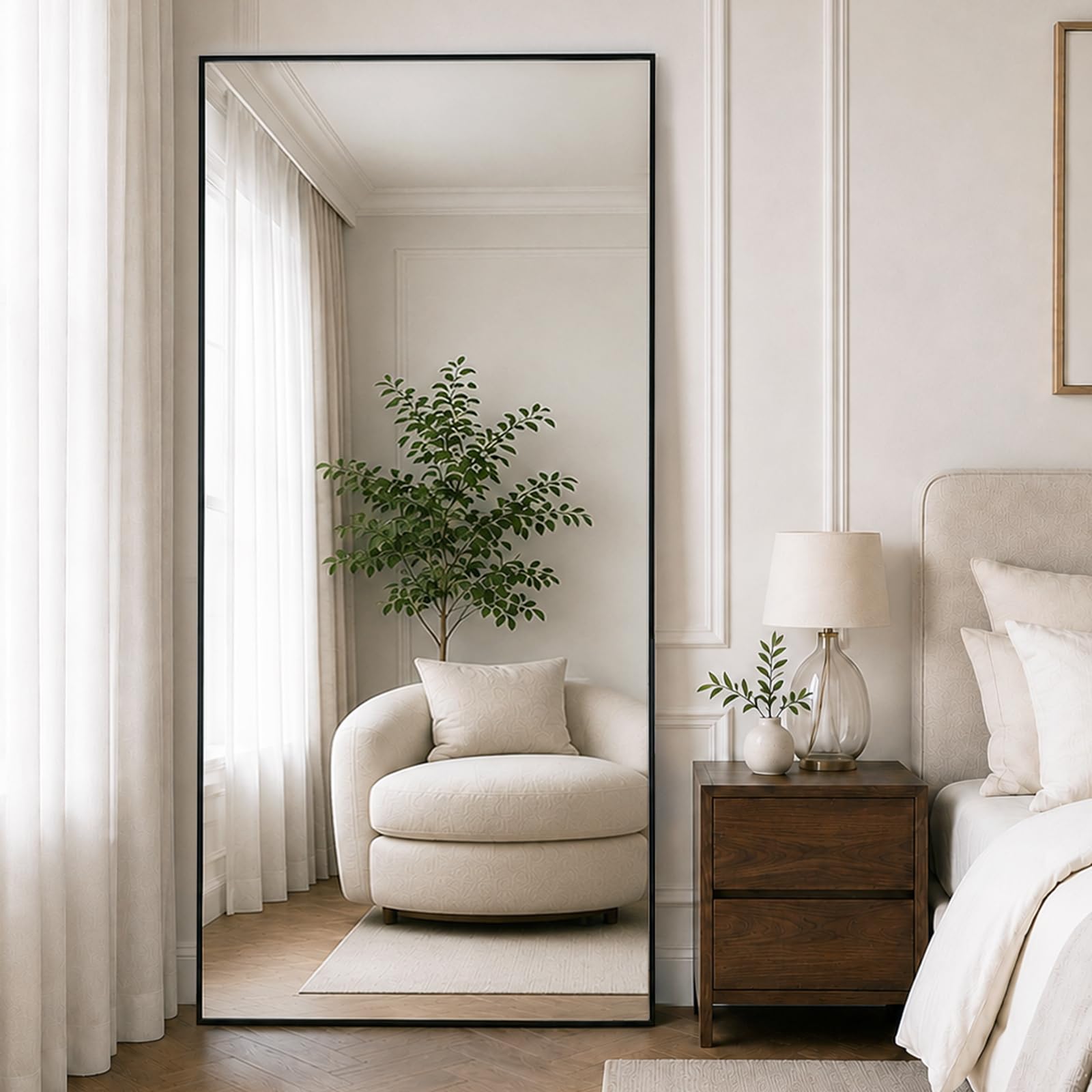 Specchio da Terra 180 x 75cm, Specchio a Figura Intera, Nero