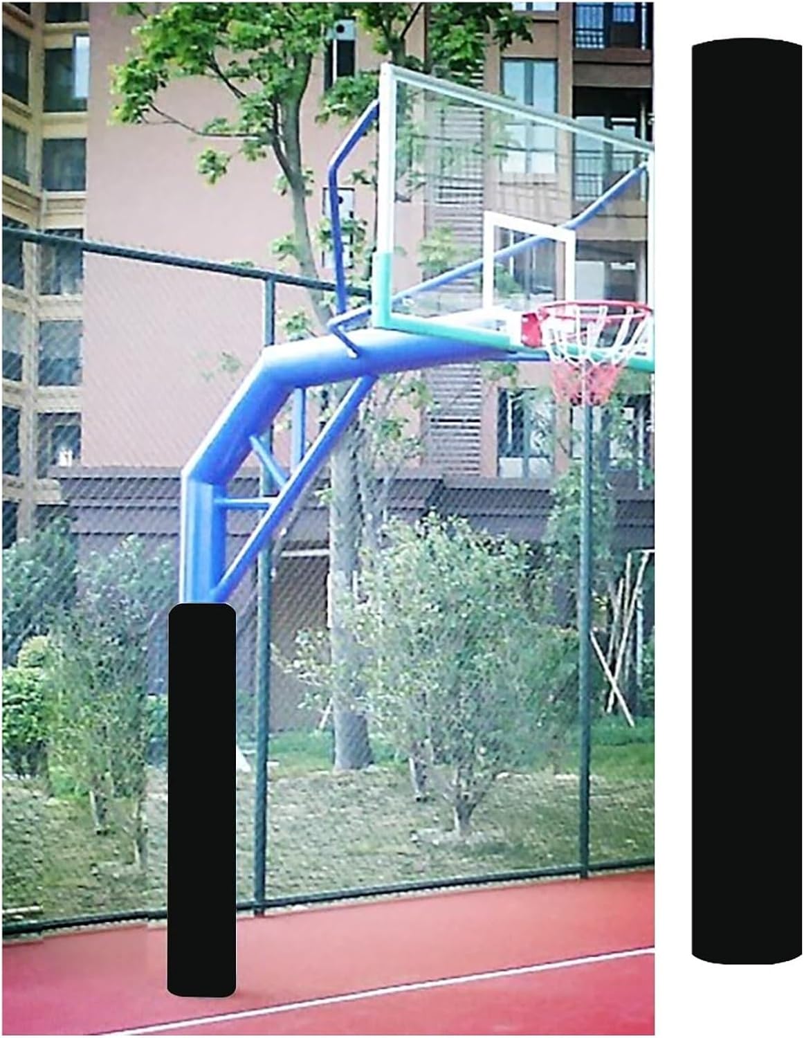 72" / 6 Ft Pole Padding for Outdoor Basketball Hoop, Basement Column Pole Wrap Cover with Straps, Custom Wrap Around Pole Pad Collision(Black Dia 3.5inch(0.3ft))