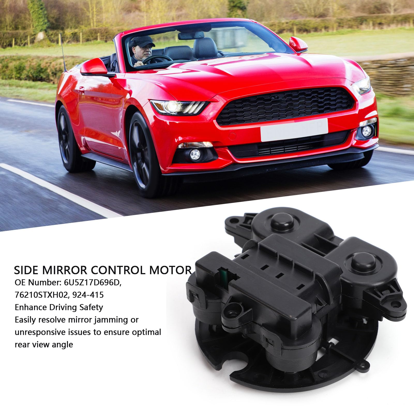 Yosoo Health Gear Moteur de Commande de Rétroviseur Latéral en Métal ABS, Moteur d'entraînement de Rétroviseur de Porte OE 6U5Z17D696D 924415, Réglage du Miroir de Remplacement pour Flex Explorer