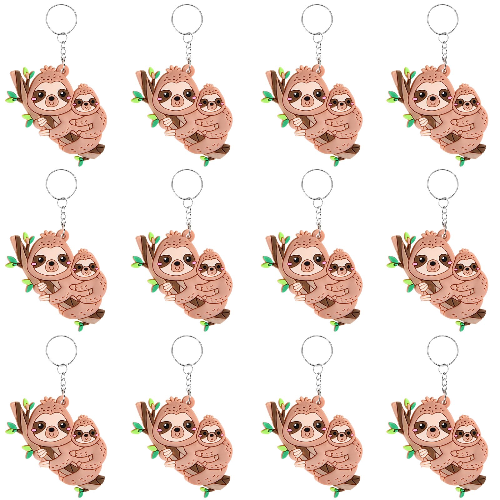 Mirabuy 24 Pack Sloth Keychains for Sloth Themed Party Favors, Birthday Party Bag Fillers, Birthday Party Return Gifts