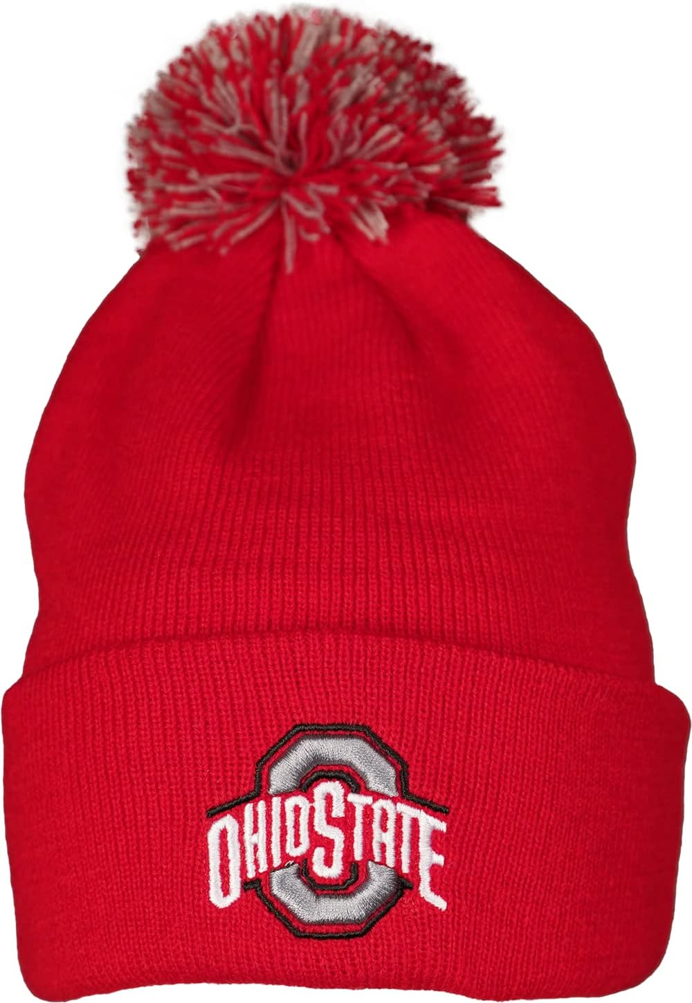 Zephyr Men's Standard Pom Beanie Team Color, Ohio State Buckeyes Red, One Size