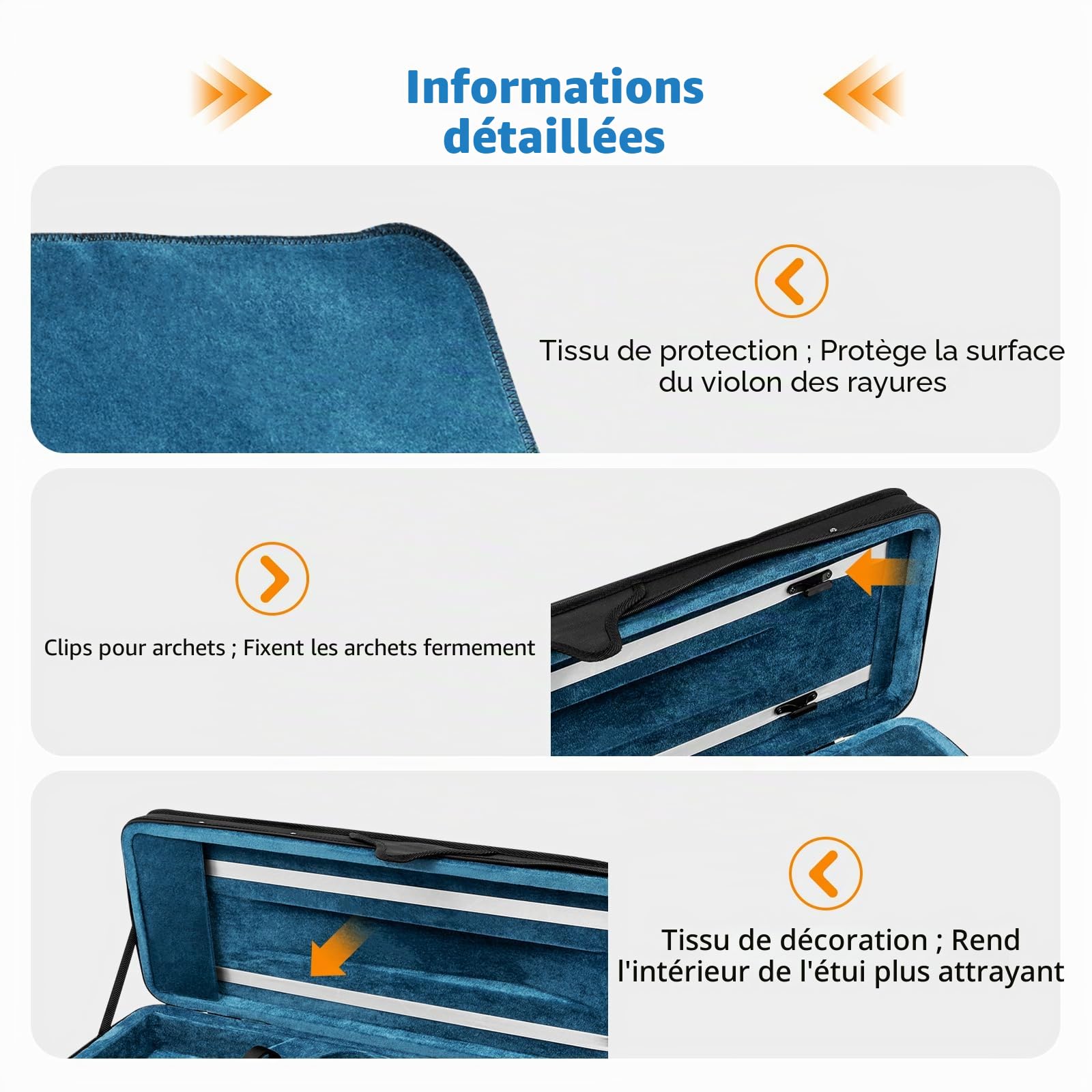 Étui pour violon 4/4 avec sangle de sac à dos