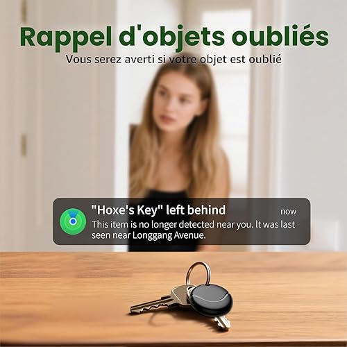 Smart Air Tags Traceur Lot de 4 Noir, Bluetooth Tracker Fonctionne avec Apple Localiser (iOS Uniquement), Localisateurs D’Objets Bluetooth pour Valises/Portefeuilles/Clés/Sacs, Batterie Remplaçable - 4