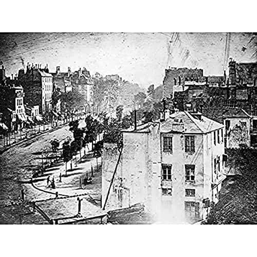 Daguerre Boulevard Temple Paris 1838 Early Photo Art Print Canvas Premium Wall Decor Poster Mural
