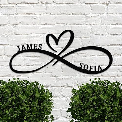 Custom Infinity Metal Sign, Infinity Heart Sign Metal Wall Decor, Personalized Infinity Metal Name Sign, Personalized Engagement Wedding Gifts, Infinity Sign Metal Newlywed Engaged Gift