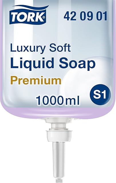 Tork Luxury Soft Liquid Soap - 420901 - Luxury Soap for S1/S11 Dispenser Systems - Premium Quality, with Silk Extract and Jasmine Scent, 1 x 1000 ml