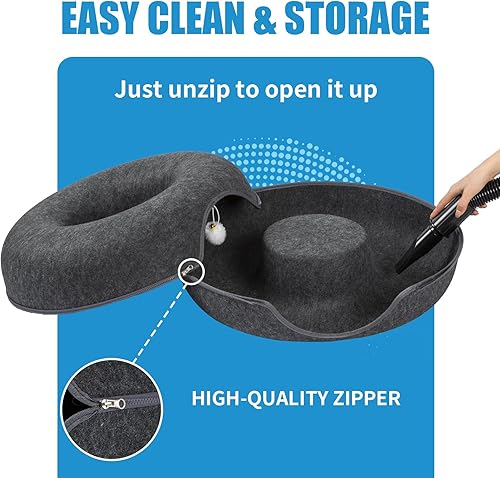 Miniatura 6 de YUNLAN Cama túnel para gatos, túnel de interior, túnel de gato, cueva grande para gatos, cama para gatos en forma de dona, perfecta para hogares con