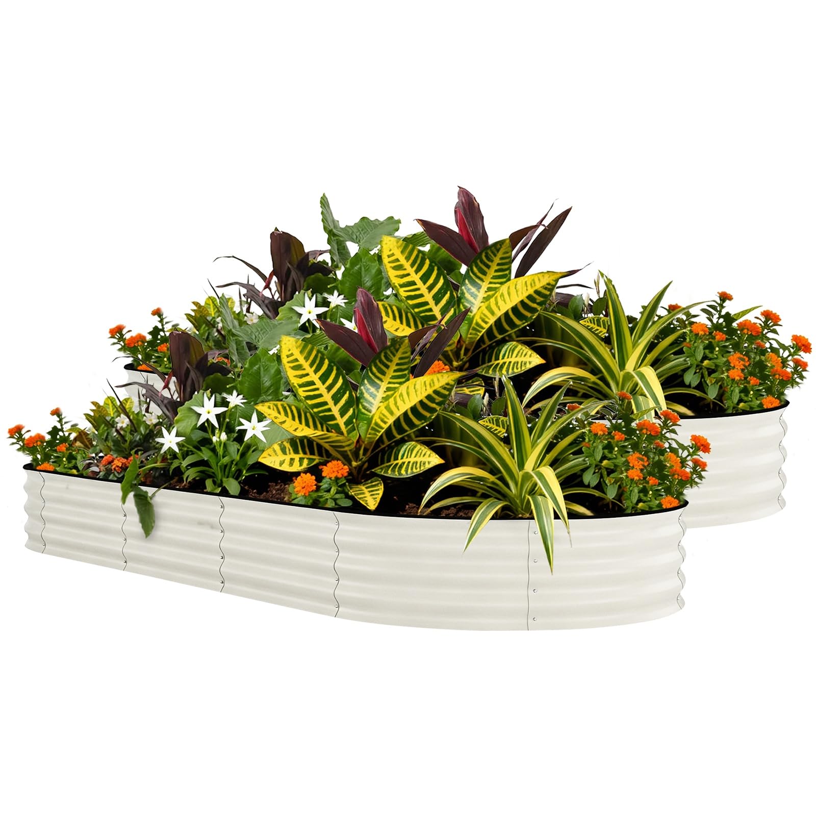 Aptliton 2 Pack 8x4x1.5ft Galvanized Raised Garden Beds – Large Oval, Rust-Resistant, Deep Root, Easy Assembly, Outdoor Vegetables, Flowers, Herbs, 240x120x45cm, Green upgraded with anti-cutting — image 1