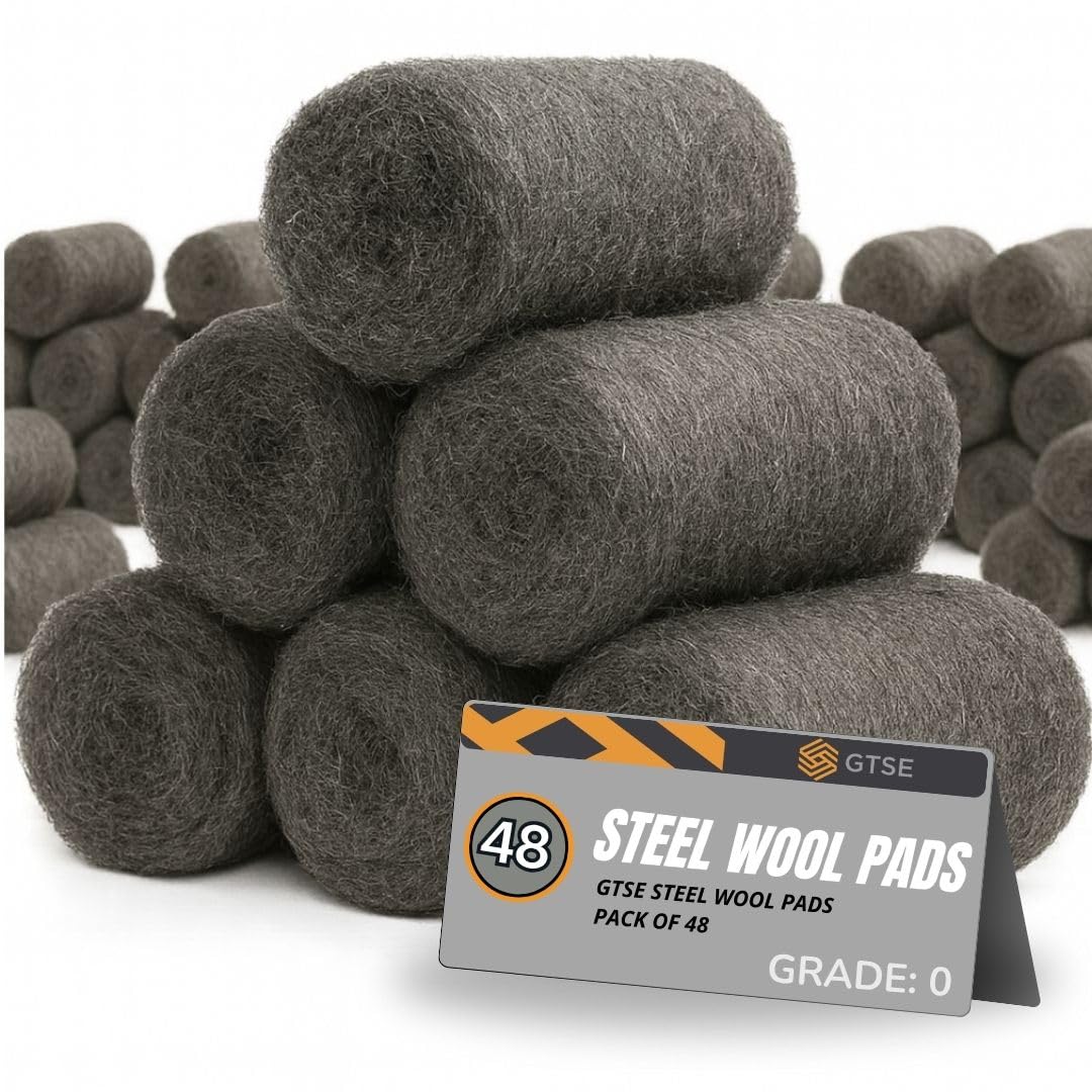 GTSE Steel Wool Pads, Pack of 48, Grade 0 Metal Fibers, Fabric Extra Fine Steel Wool, Pest Control, Hole Covers, Wall Fill, Polishing Metal, Versatile Cleaning and Abrasion Tool — image 1