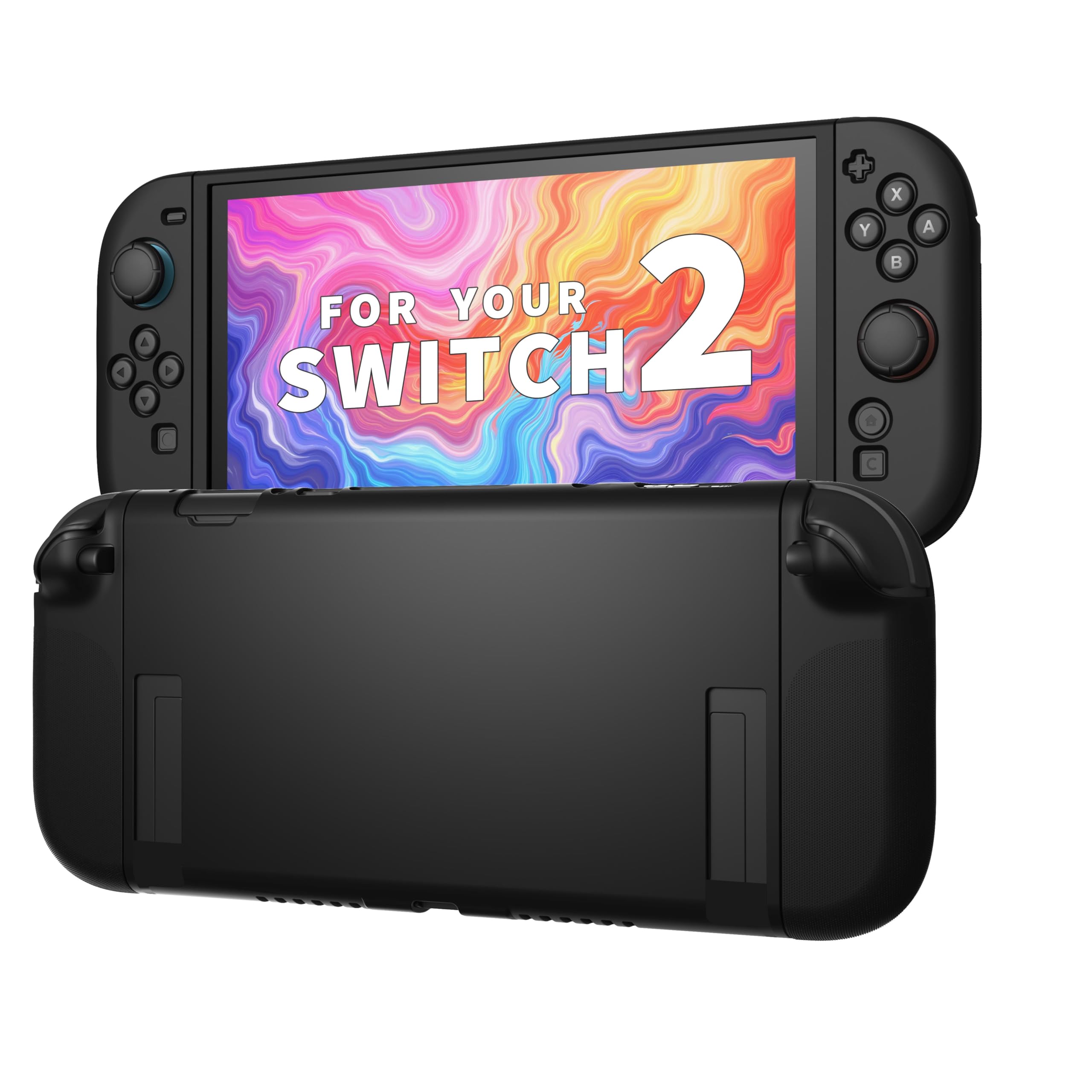 JEMDO Schutzhülle Kompatibel mit Nintendo Switch 2 (2025) – Slim Case aus Stoßfestem TPU mit Anti-Rutsch-Griff, Ergonomisch für Joy-Con, in Schwarz, Ideal für Alltag & Reisen