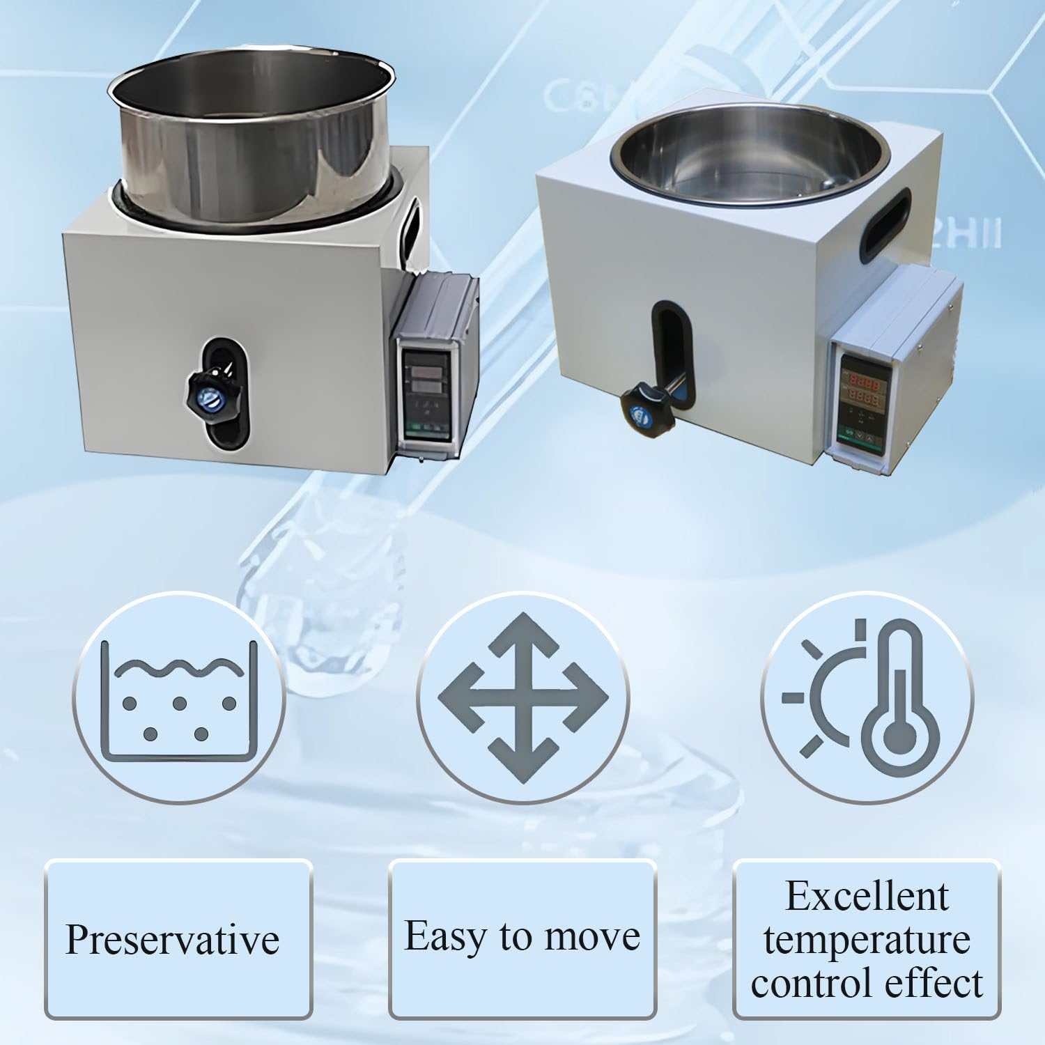 Baño María de Laboratorio, Calentador Digital para baño María, Baño María de Temperatura Constante para Laboratorio,para Calentar y agitar líquidos en Laboratorio 5L