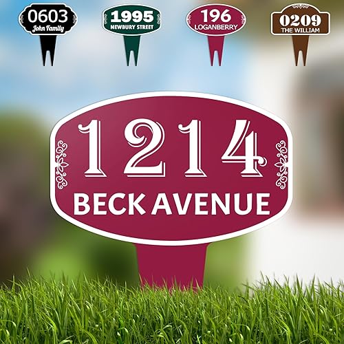 Miniatura 19 de Letrero personalizado para dirección de casa, placa personalizada de aluminio para dirección del hogar, placas de números de casa para jardín
