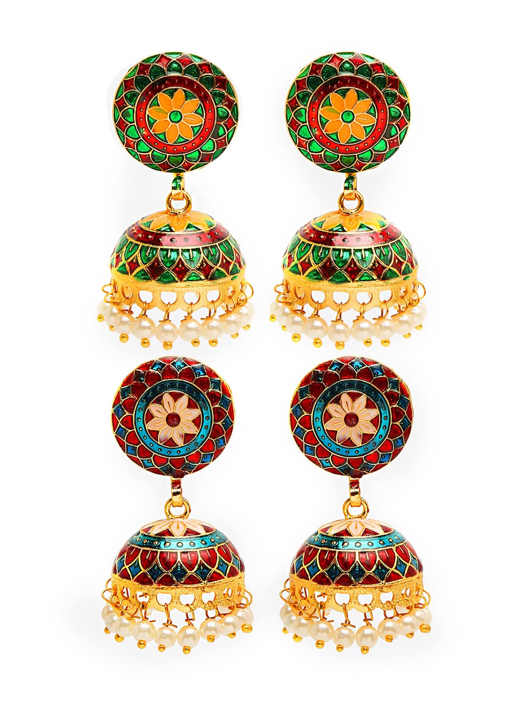 Yellow Chimes Meenakari Jumka Earrings with Ethnic Design Gold Plated Traditional Beads Combo of 2 pair for Women and Girls (B09XBTLFFL) Amazon Price History, Amazon Price Tracker