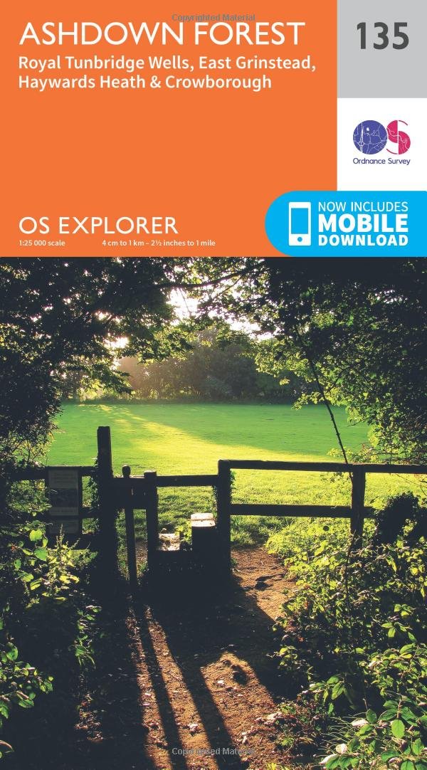 Ashdown Forest Map | Royal Tunbridge Wells, East Grinstead, Haywards Heath & Crowborough | Ordnance Survey | OS Explorer Map 135 | England | Walks | Hiking | Maps | Adventure