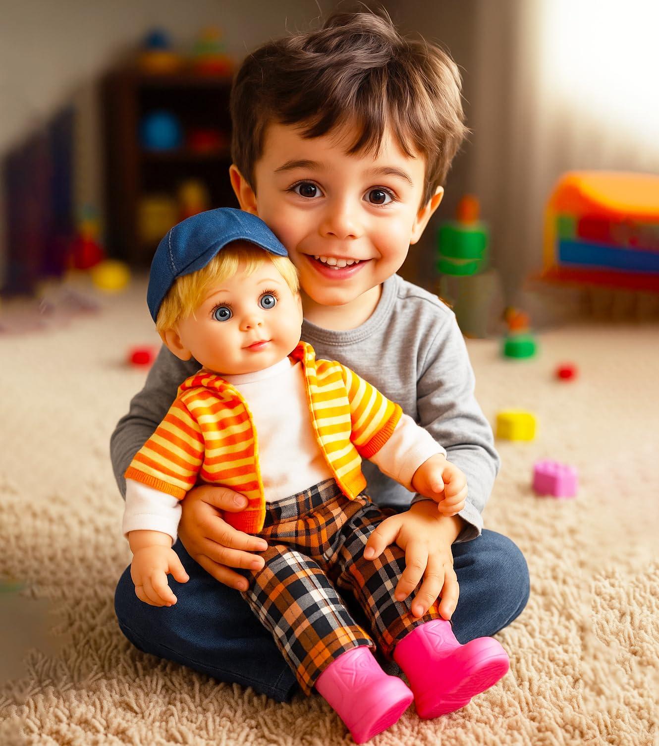 VGRASSP 55 CM Big Poem Baby Boy Singing Songs and Poem Toy - Plush Soft Clothing and Body Cute Adorable Rhyming Doll Toy - Color and Design of Cloth As Per Stock