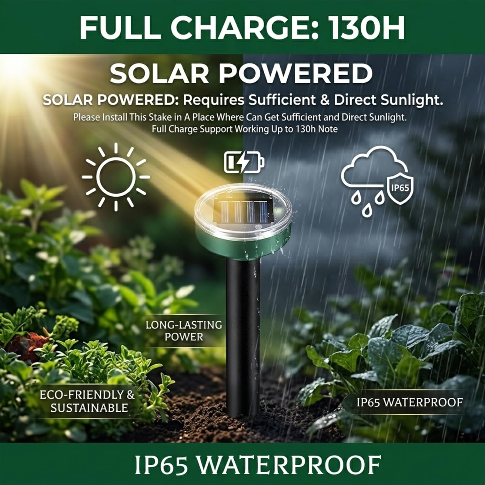 2026 Verbesserter Solar-Maulwurf-Abwehr, 8 Stück, Ultraschall-Gopher-Abwehrpfähle für Rasen und Garten, wasserdichte Wühlmausschreck für Maulwurf, Gopher, Murmeltiere, Streifenhörnchen
