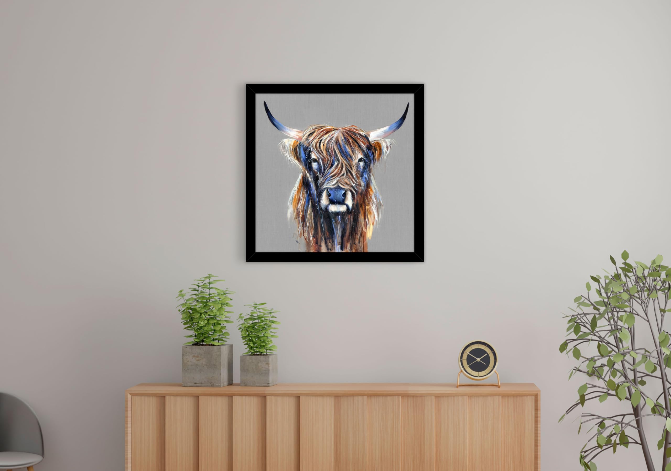 Artko Highland Cow Framed Print Wall Art, 'Jackson' by Louise Luton, Animal Themed Picture, Ready to Hang Home Decor - Image 2