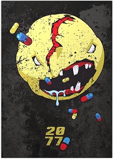 Displate Official Cyberpunk 2077 Metal Poster Magnetic Mounting Included Licensed Artwork Modern Wall Decor V Pills Poster 12.6x17.7 in