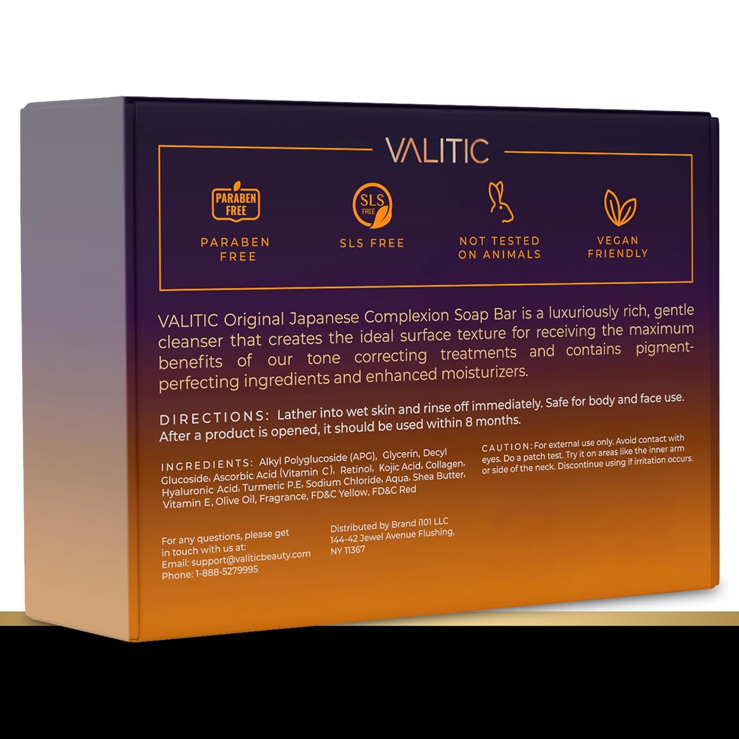 VALITIC 4 Pack Kojic Acid Dark Spot Corrector Soap Bars with Vitamin C, Retinol, Collagen, Turmeric - Original Japanese Complex - Hyaluronic Acid Bundle with 2 Black Exfoliating Gloves for Body Scrub - Image 9