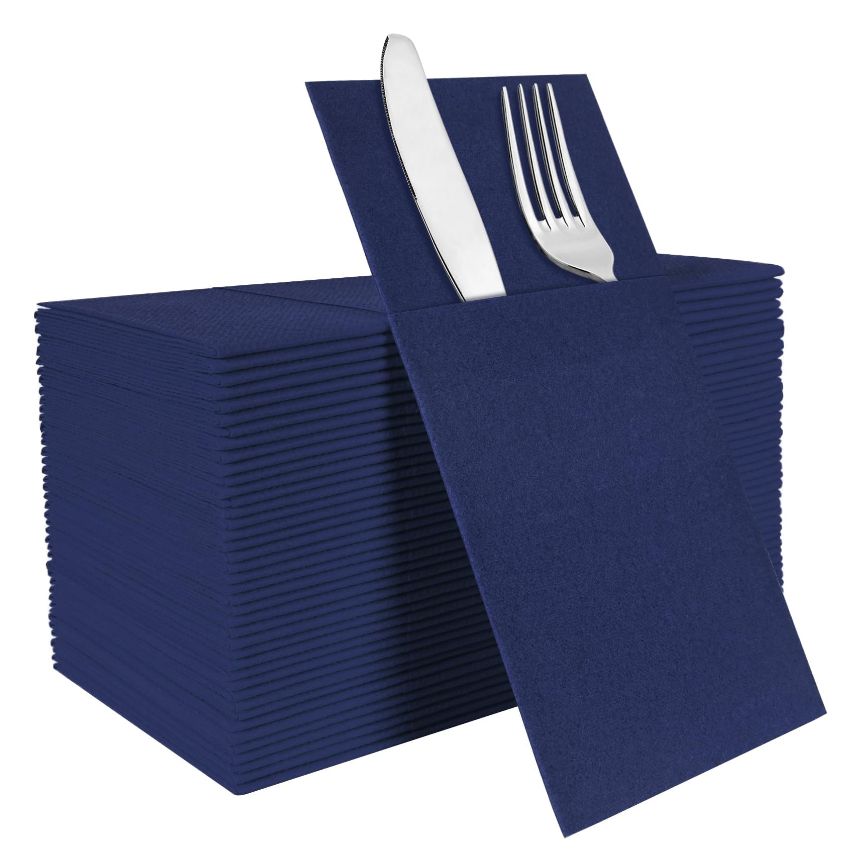 Servilletas de papel desechables, servilletas de cena con bolsillo integrado para cubiertos, servilletas de tela como servilletas, preplegadas para cuchillos y tenedores, servilletas de mano