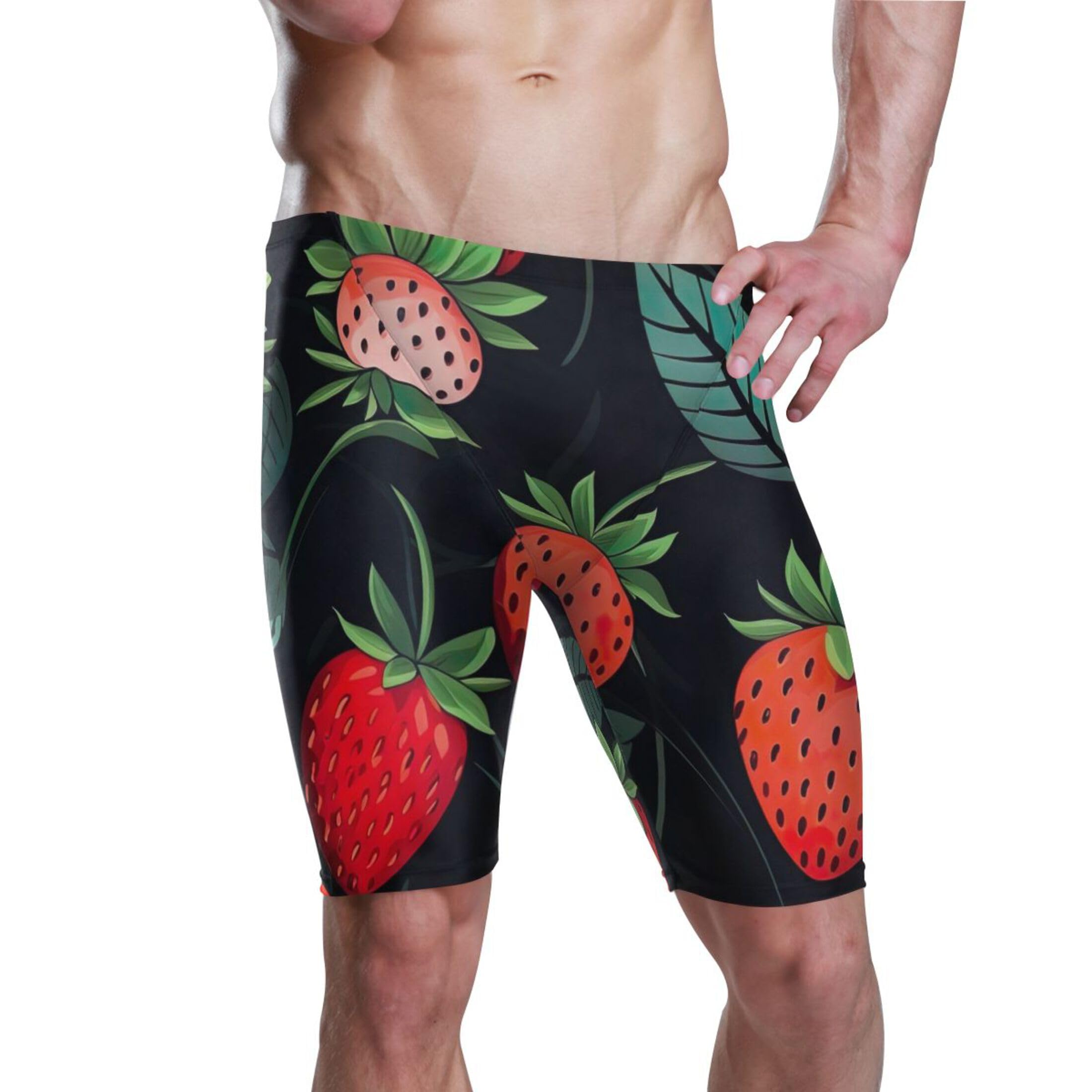 Strawberry Fruit Men's Swim Jammers Racing & Training Swimsuit Fast, Flexible,Comfortable XXXL B0401837