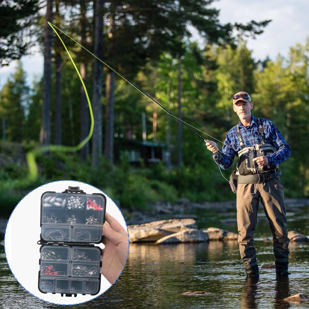 Joyzan Waterproof Fishing Tackle Box, Lure Storage Trays with Removable Dividers Sun Protection Compartments Organizer Container Small Bulk Saltwater Hooks Gear Man Freshwater Saltwater Trout Bead