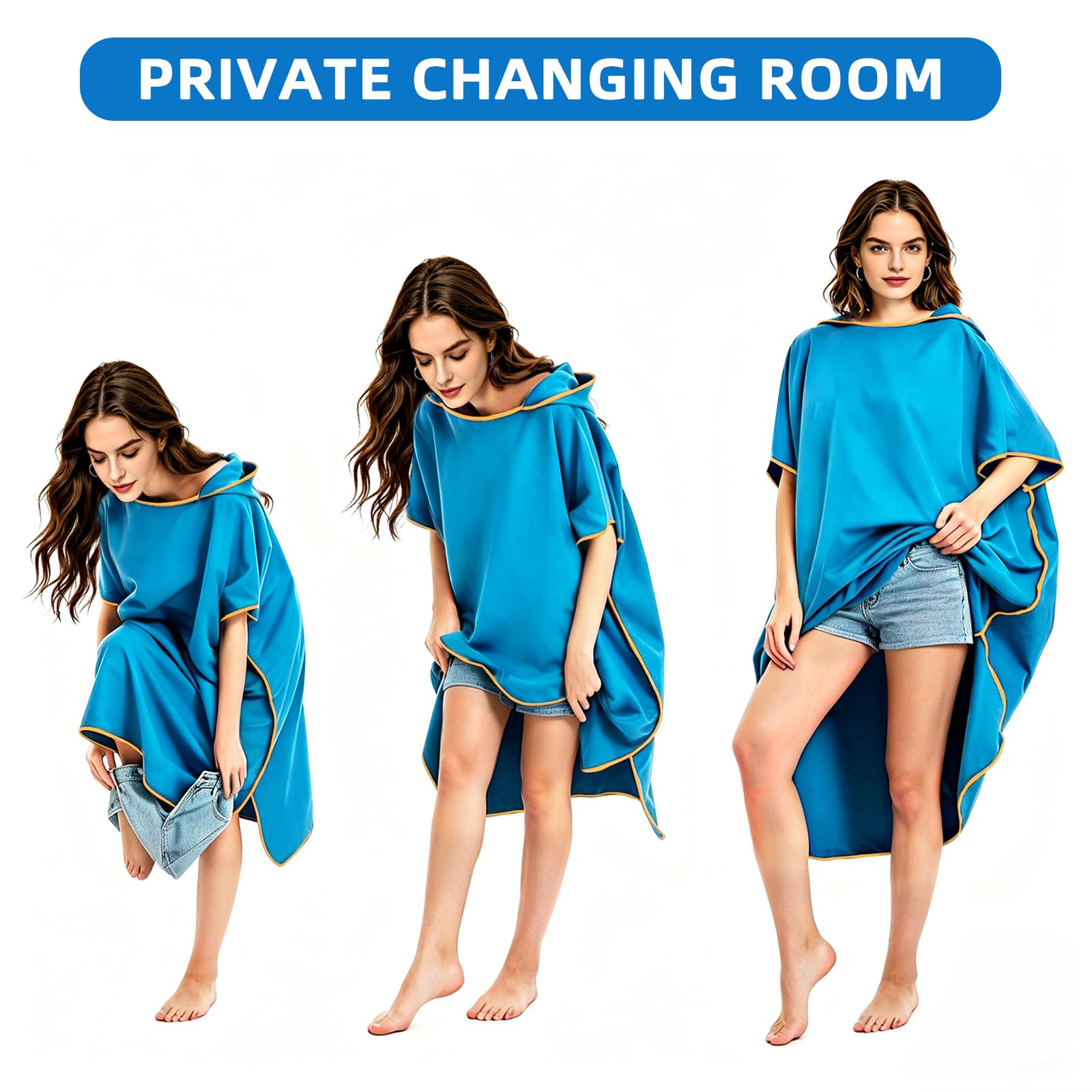 Poncho da Bagno Unisex, Poncho Asciugamano Microfibra, Poncho da Surf, Accappatoio Poncho con Cappuccio, Asciugatura Rapida, Antivento, Calda, Poncho Surf per Sport Acquatici Spiaggia Surf